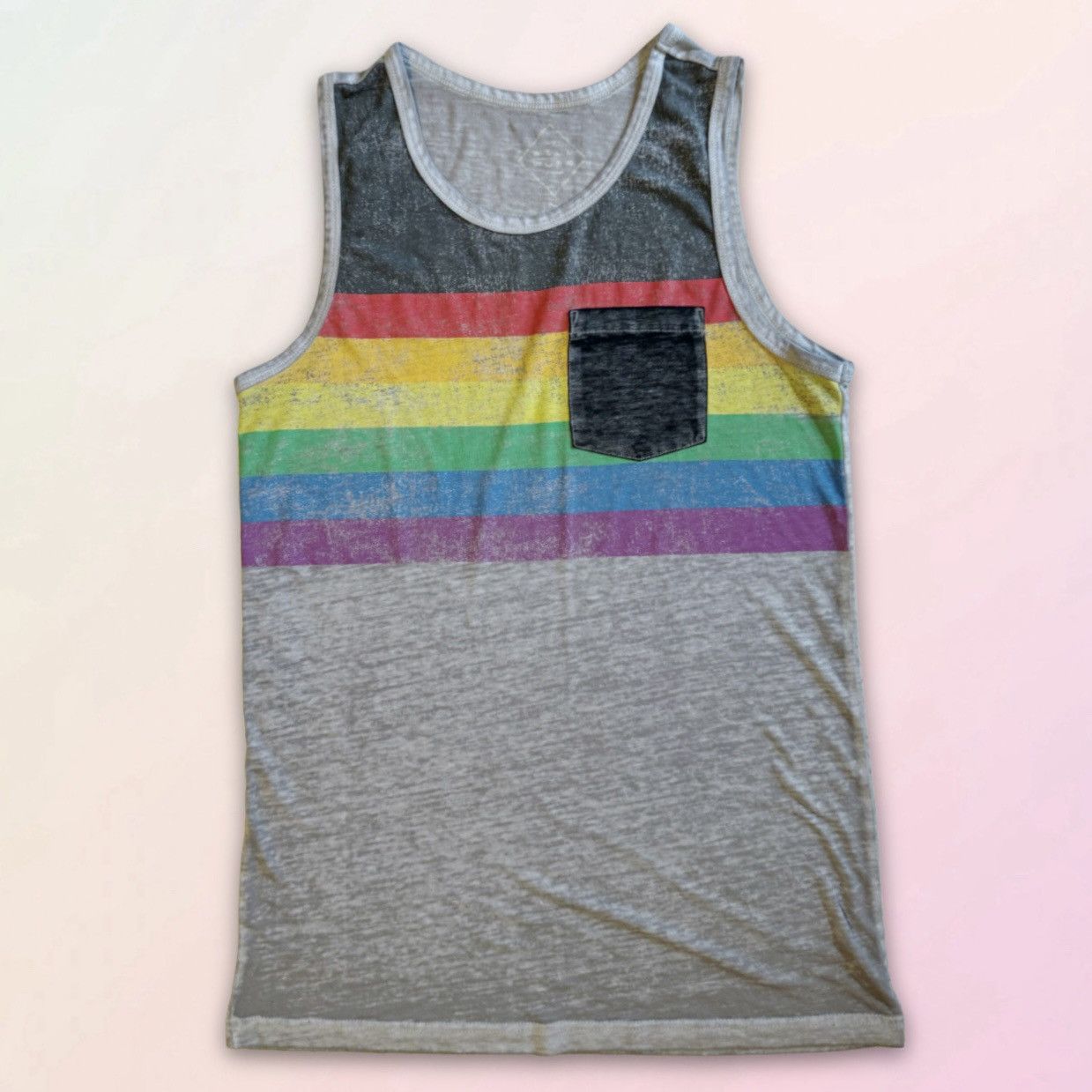 Vintage Vintage, Sheer, Rainbow Striped, Sleeveless Muscle Tank Size US S / EU 44-46 / 1 - 2 Thumbnail