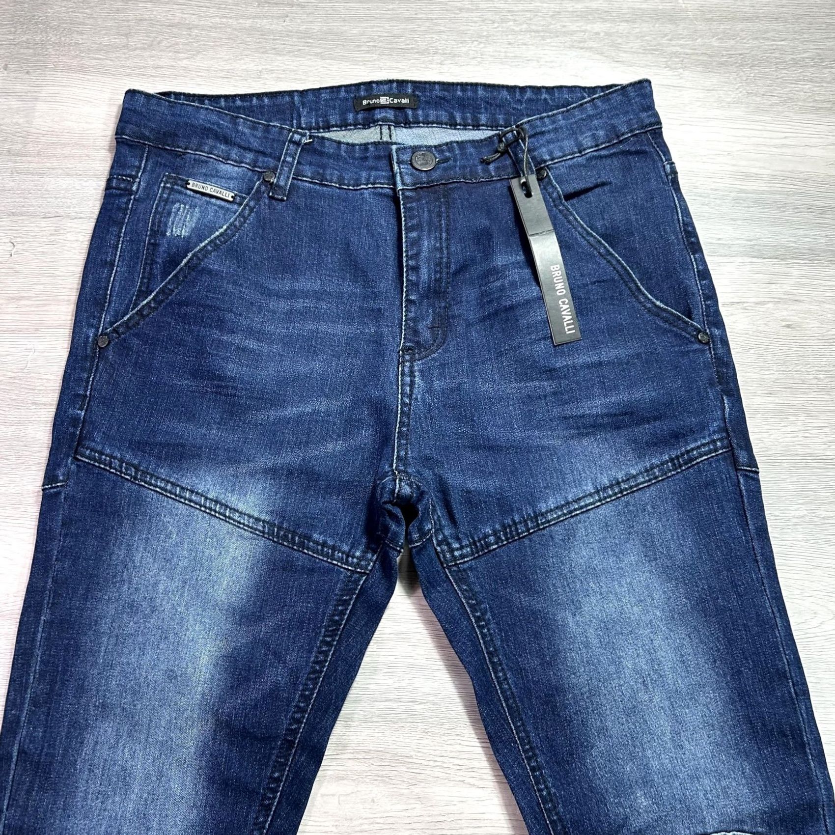 Denime Bruno Cavalli Jeans Mens 34x32 Blue Slim Tapered Stretch Denim Medium Wash Jeans Size US 34 / EU 50 - 3 Thumbnail