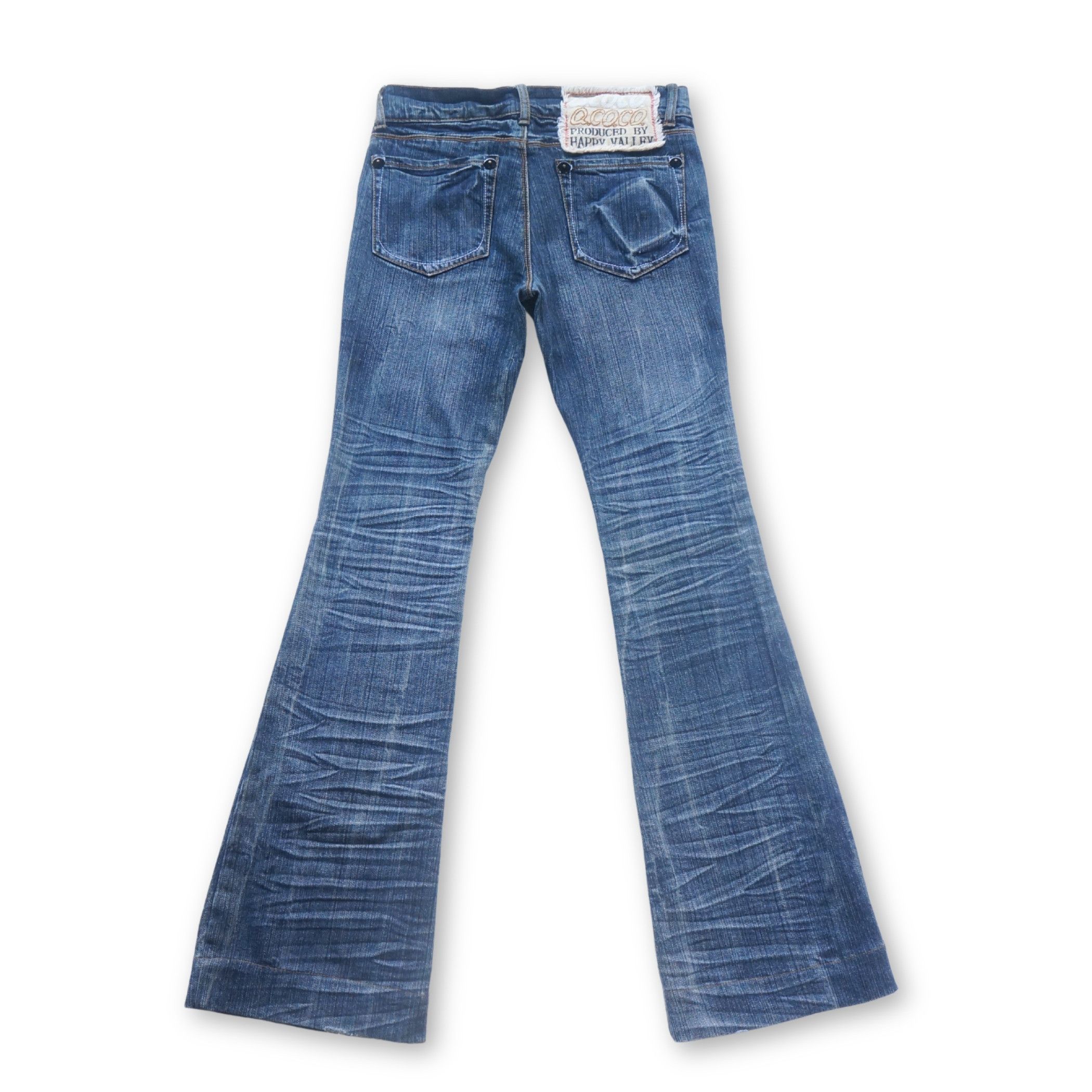 Japanese Brand Q.CO.CO By Happy Valley Low Rise Flare Whisker Jeans Size 26" / US 2 / IT 38 - 2 Thumbnail