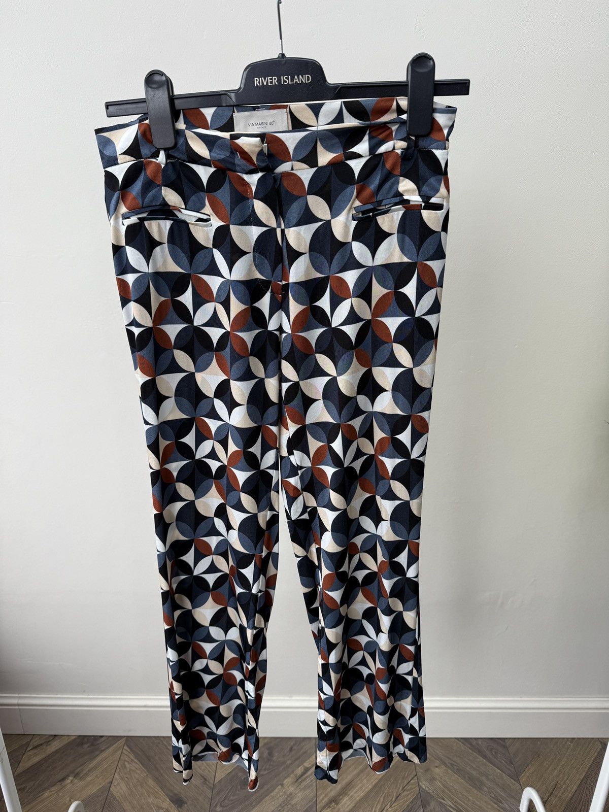 Other Vintage Via Masini 80 Firenze Women’s Flared Pants Geometric Size 27" / US 4 / IT 40 - 4 Thumbnail