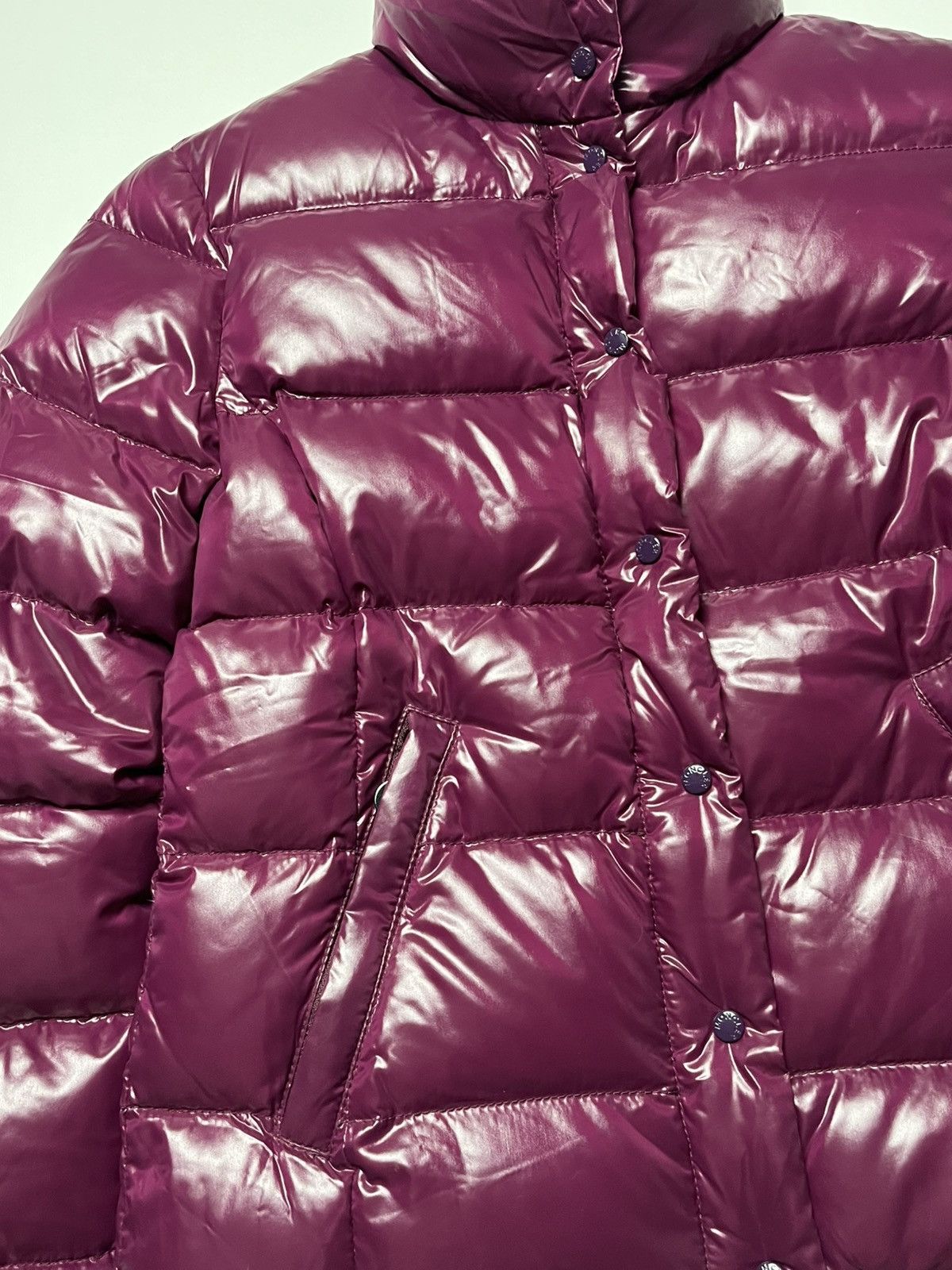 Moncler Moncler Glossy Down Puffer Jacket Burgundy Size L / US 10 / IT 46 - 4 Thumbnail