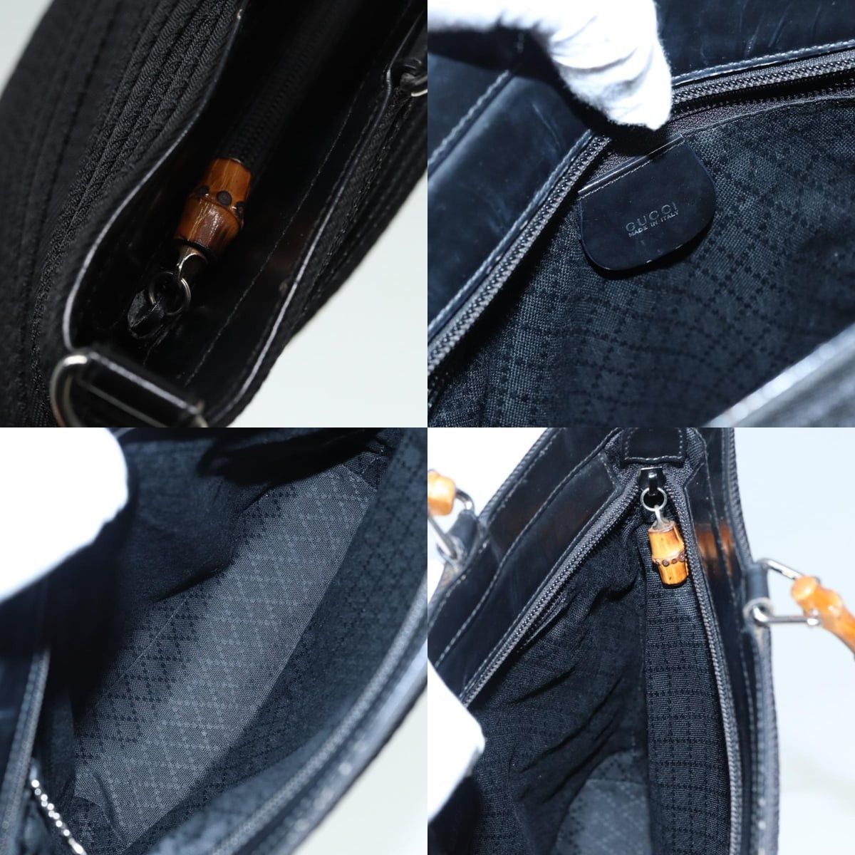 Gucci GUCCI Bamboo Shoulder Bag Nylon Black 002 1998 002 1998 Size ONE SIZE - 11 Thumbnail