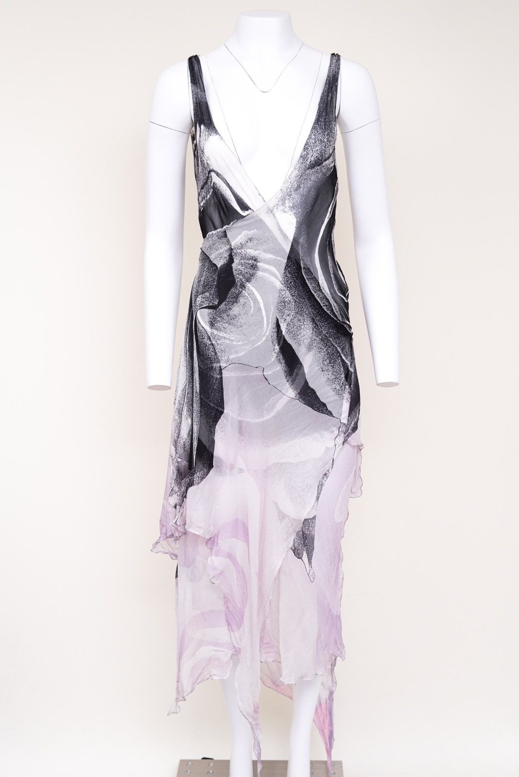 Roberto Cavalli Roberto Cavalli S/S 2000 Runway Sheer Black Roses Wrap Dress Size M / US 6-8 / IT 42-44 - 2 Thumbnail