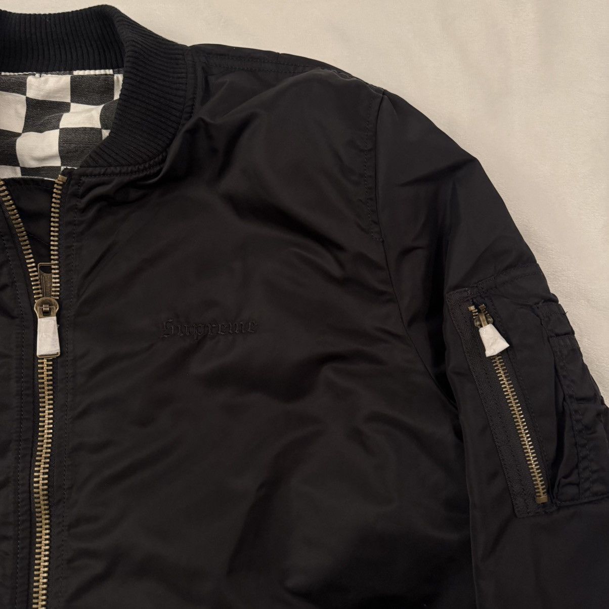 Supreme Supreme Reversible Checkered MA-1 Bomber Jacket Size US XL / EU 56 / 4 - 6 Thumbnail