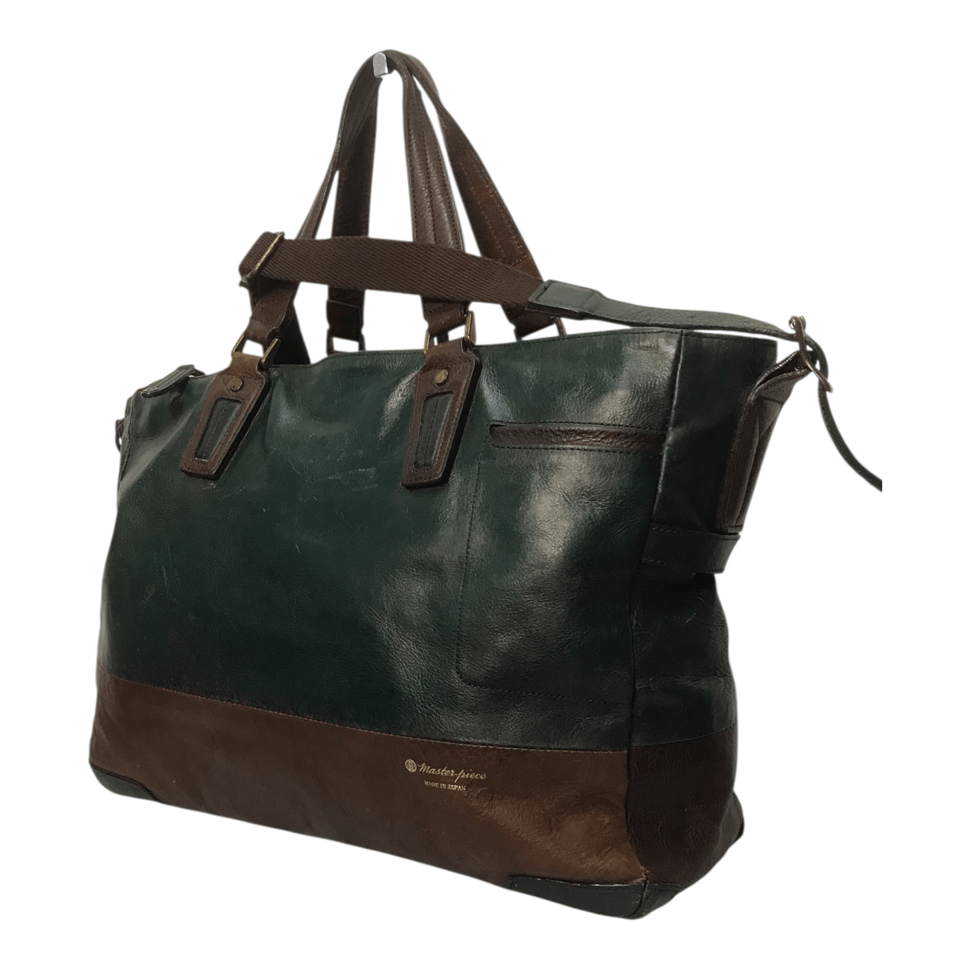 MasterPiece Masterpiece Dark Green Leather Tote/Sling Bag Size ONE SIZE - 4 Thumbnail