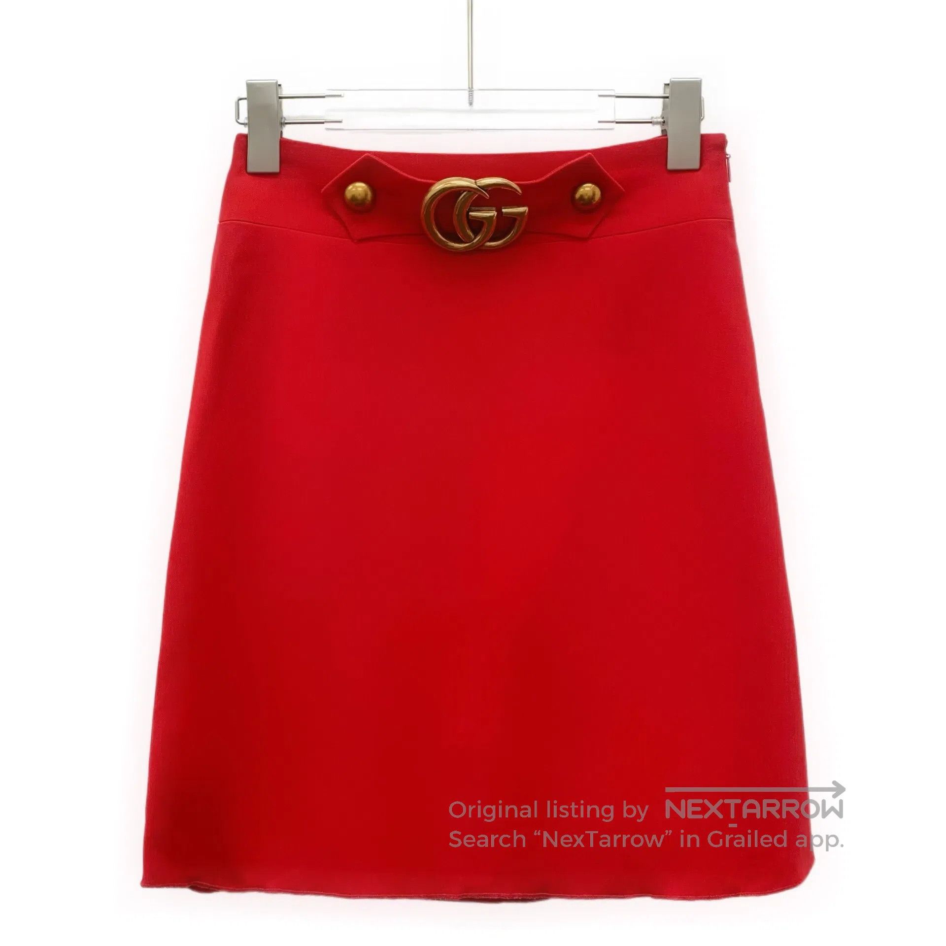 Gucci Guicci Red Double G Gold Buckle Decorated Casual Skirt| Size 25" / US 0 / IT 36 - 1 Thumbnail