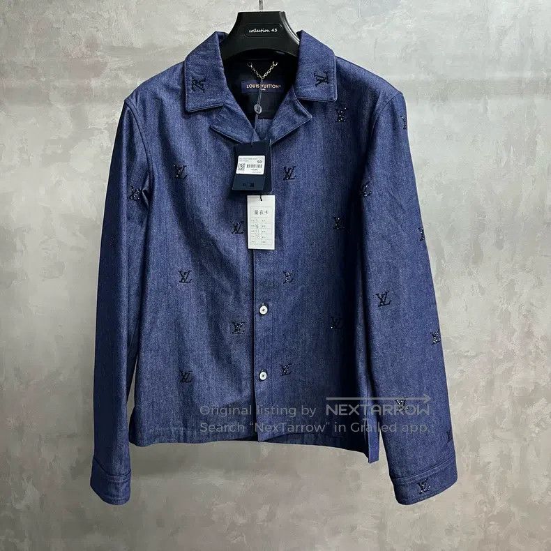 Louis Vuitton Louis Vuitton 25 Blue Denim Logo Embroidered Single Breast Size US S / EU 44-46 / 1 - 1 Thumbnail