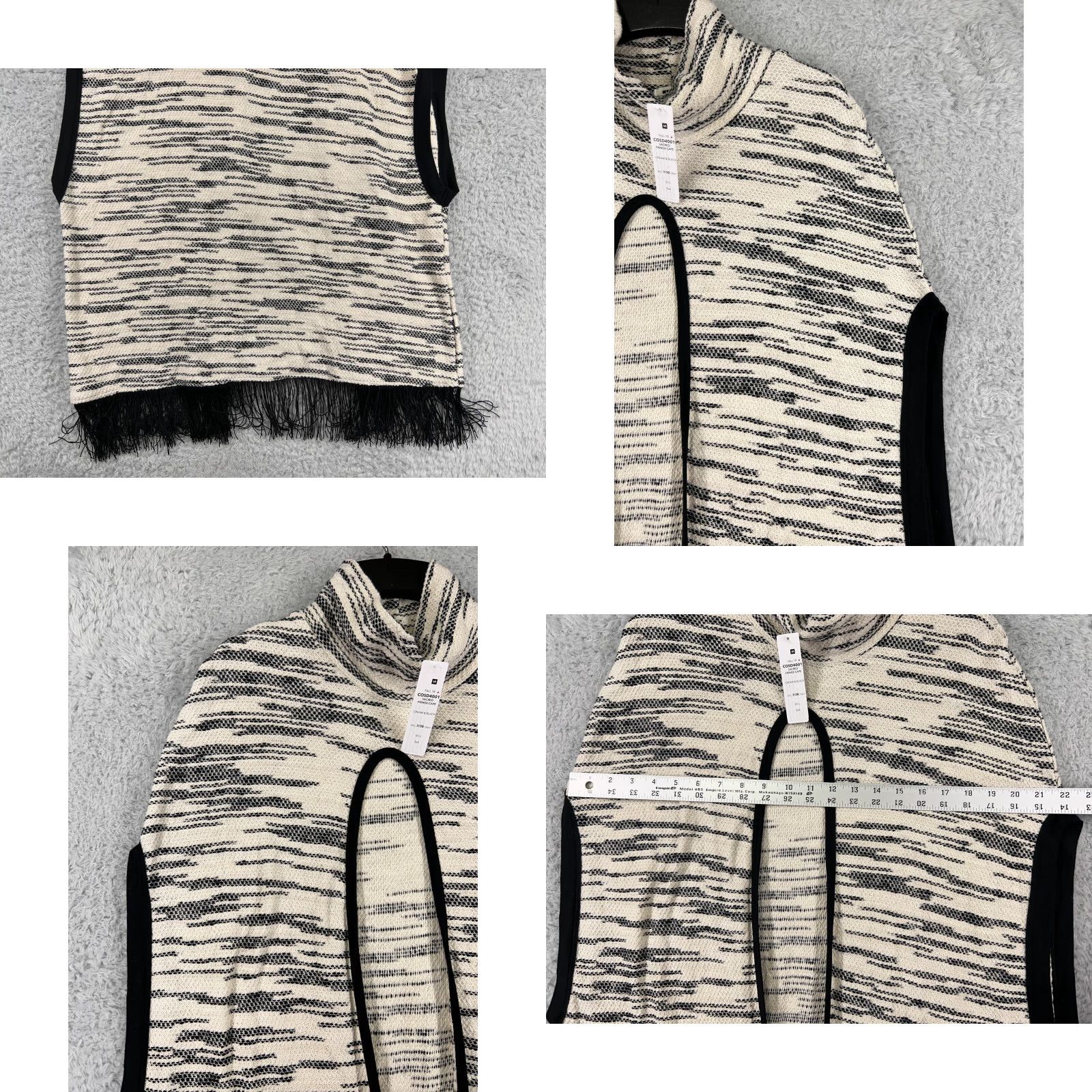 Vintage VINTAGE La Made Shirt Womens Small Beige Black Stripe Blouse Cape 100% Cotton Sleeveless Size S / US 4 / IT 40 - 8 Thumbnail