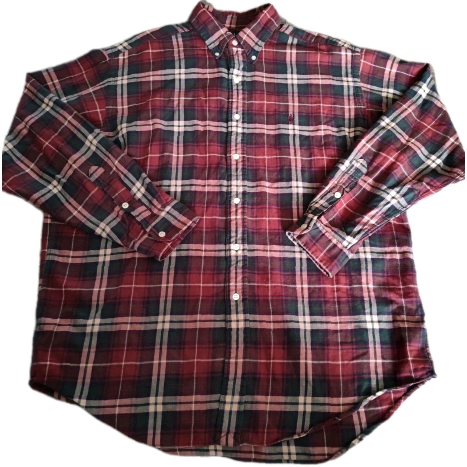 Polo Ralph Lauren VINTAGE Ralph Lauren Polo Shirt Men Long Sleeve Flannel Plaid Casual Fall Winter Blue Red Green UK38 Size US L / EU 52-54 / 3 - 2 Thumbnail