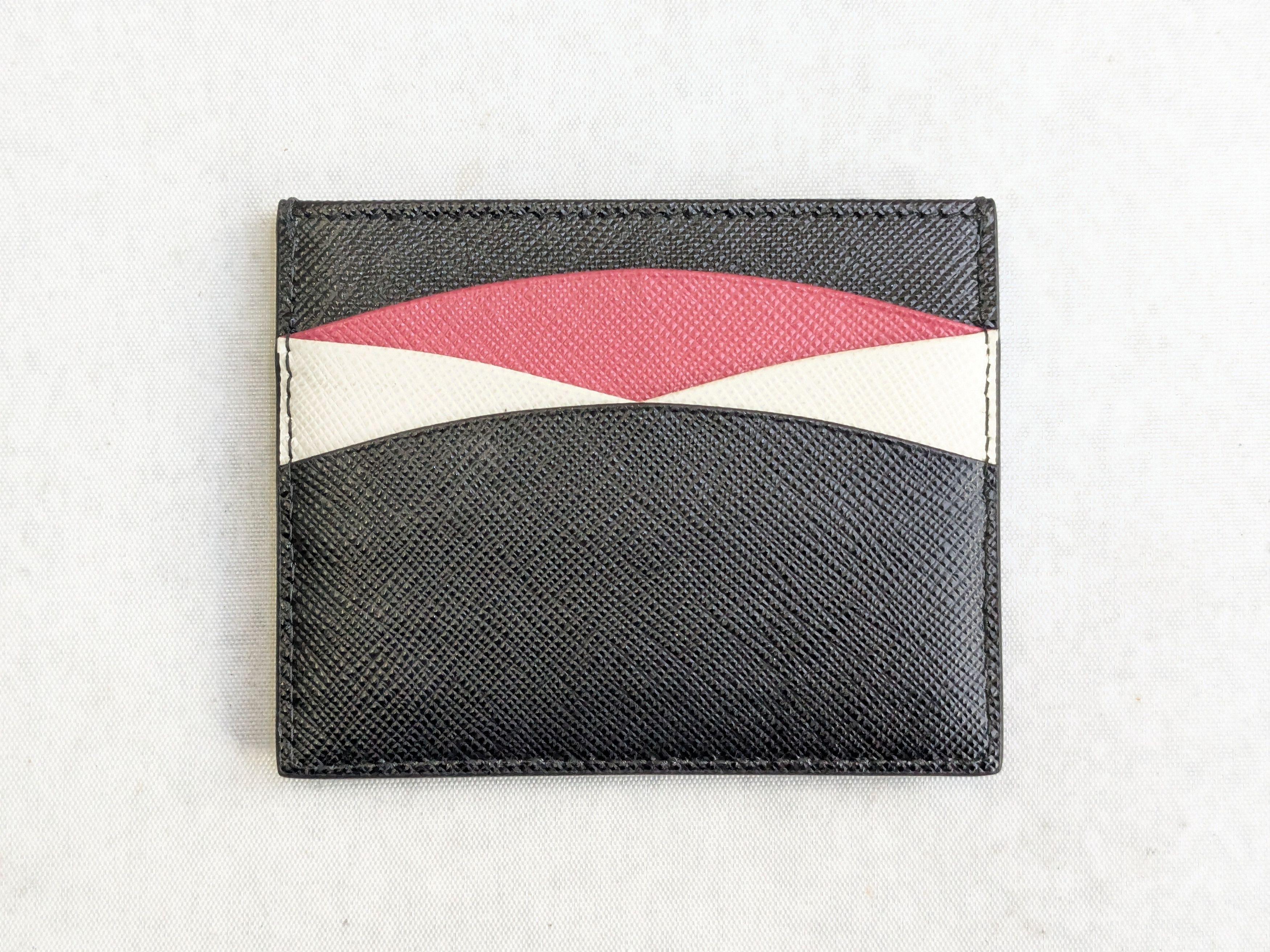 Prada Prada Cardholder Wallet Black Pink White Leather Size ONE SIZE - 4 Thumbnail