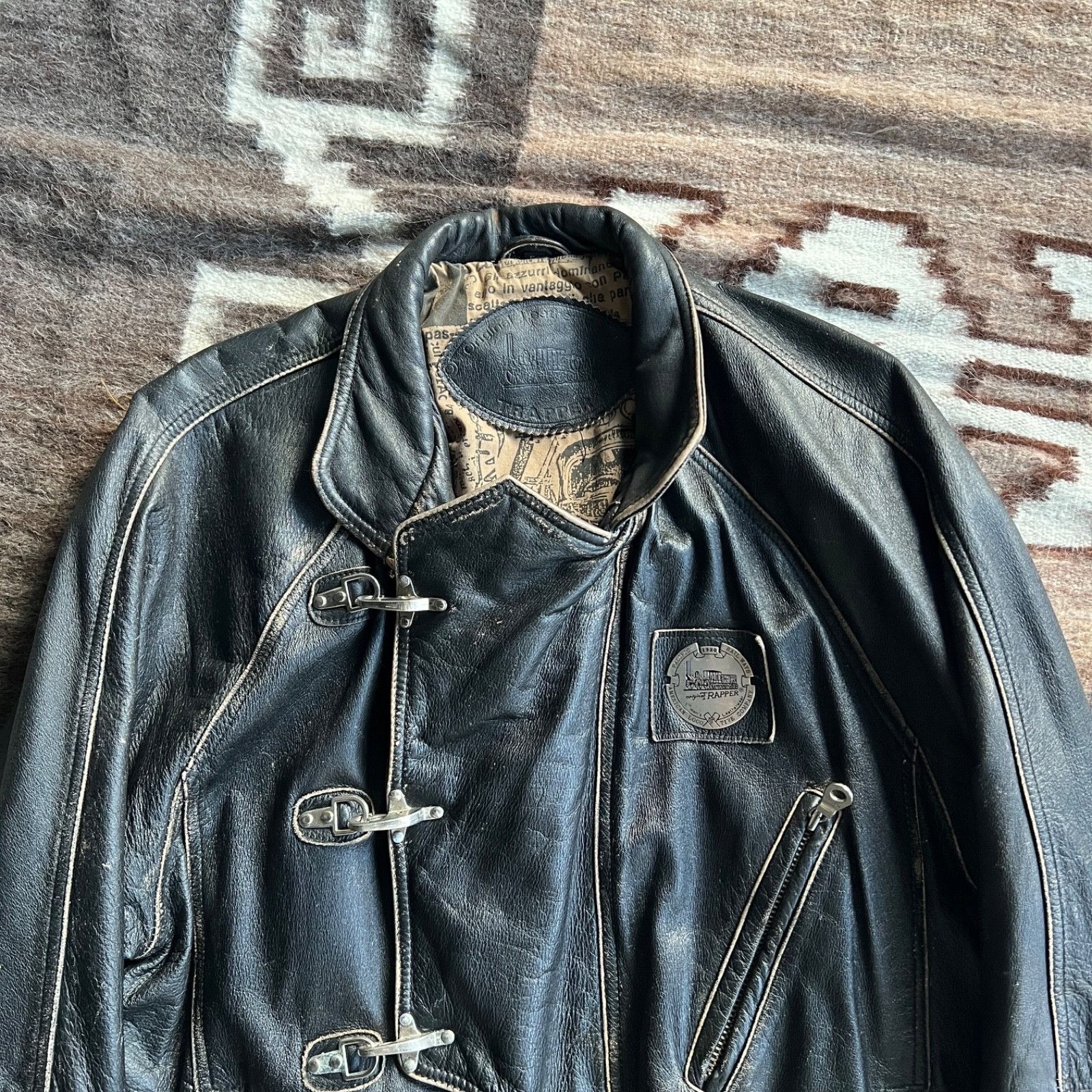 Leather Trapper Leather Vintage Jacket Biker Moto Heavyweight 9774AC Size US M / EU 48-50 / 2 - 2 Thumbnail