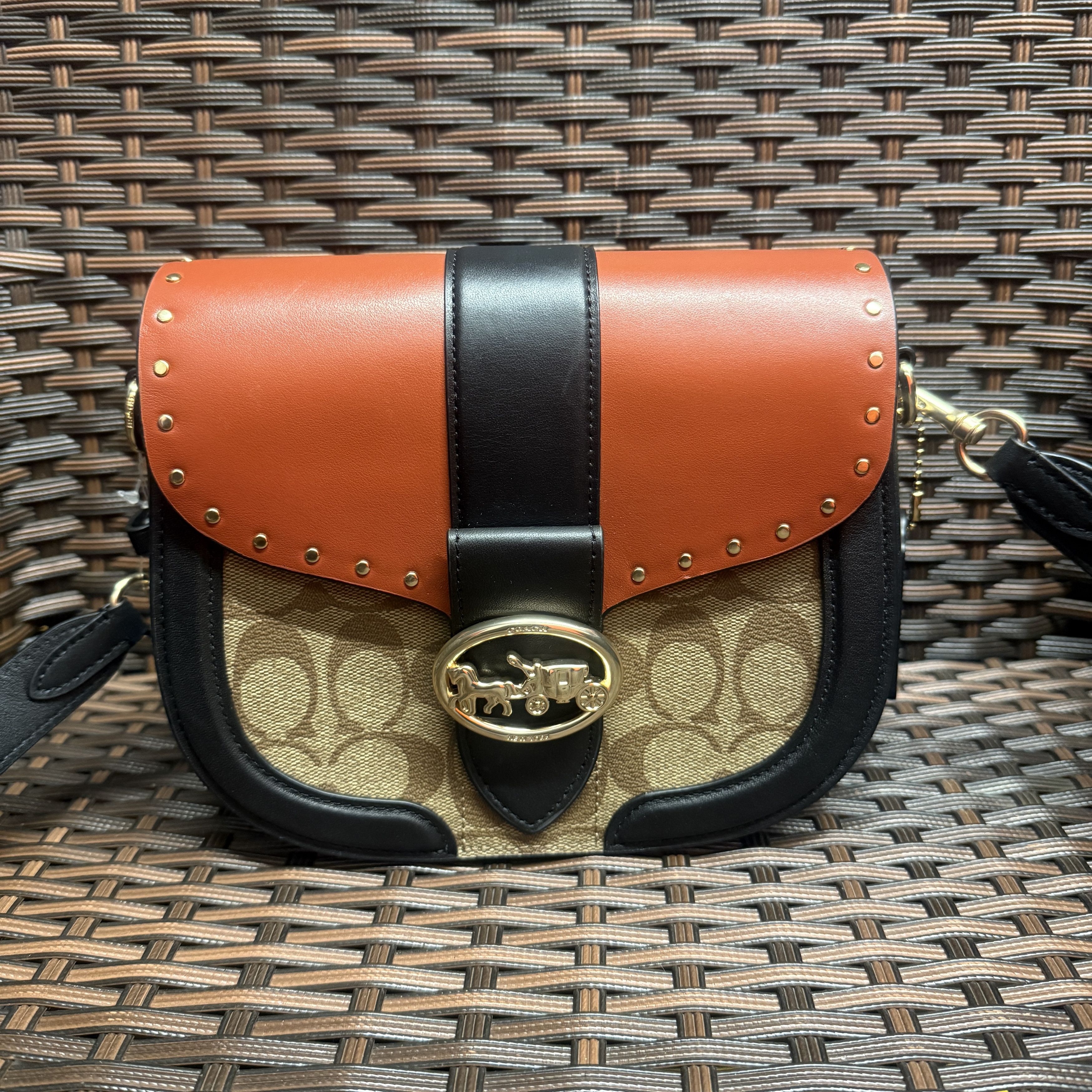 coach Georgie Saddle Bag With Rivets c3593