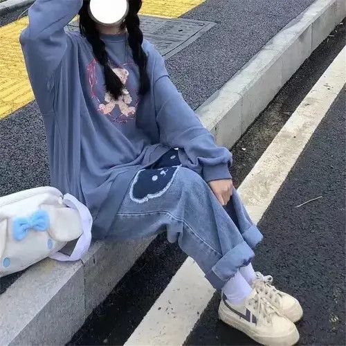 Japanese Brand × Vintage Cute Hip Hop Bear Jeans Girls Cool Harm Pants Trousers Size 32" / US 10 / IT 46 - 3 Thumbnail