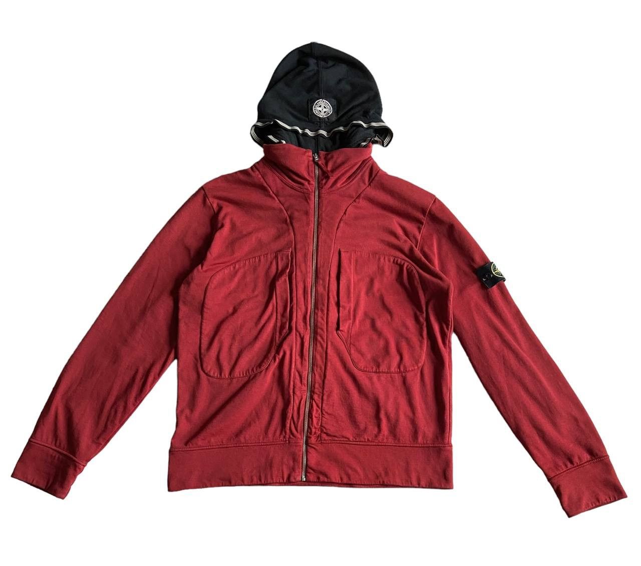 image of Stone Island Fleece Lined Hoodie Jacket Archive in Red, Men's (Size XL)