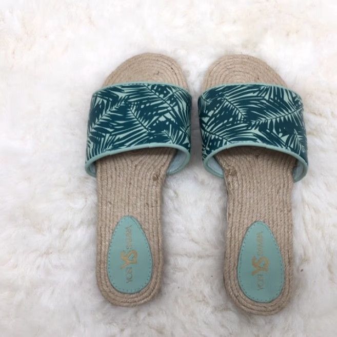 Vintage Yosi Samra Sandals Women's Size 6 Green/Blue Floral Slip-On Casual Party/Cocktail Womens Size US 6 / IT 36 - 5 Thumbnail