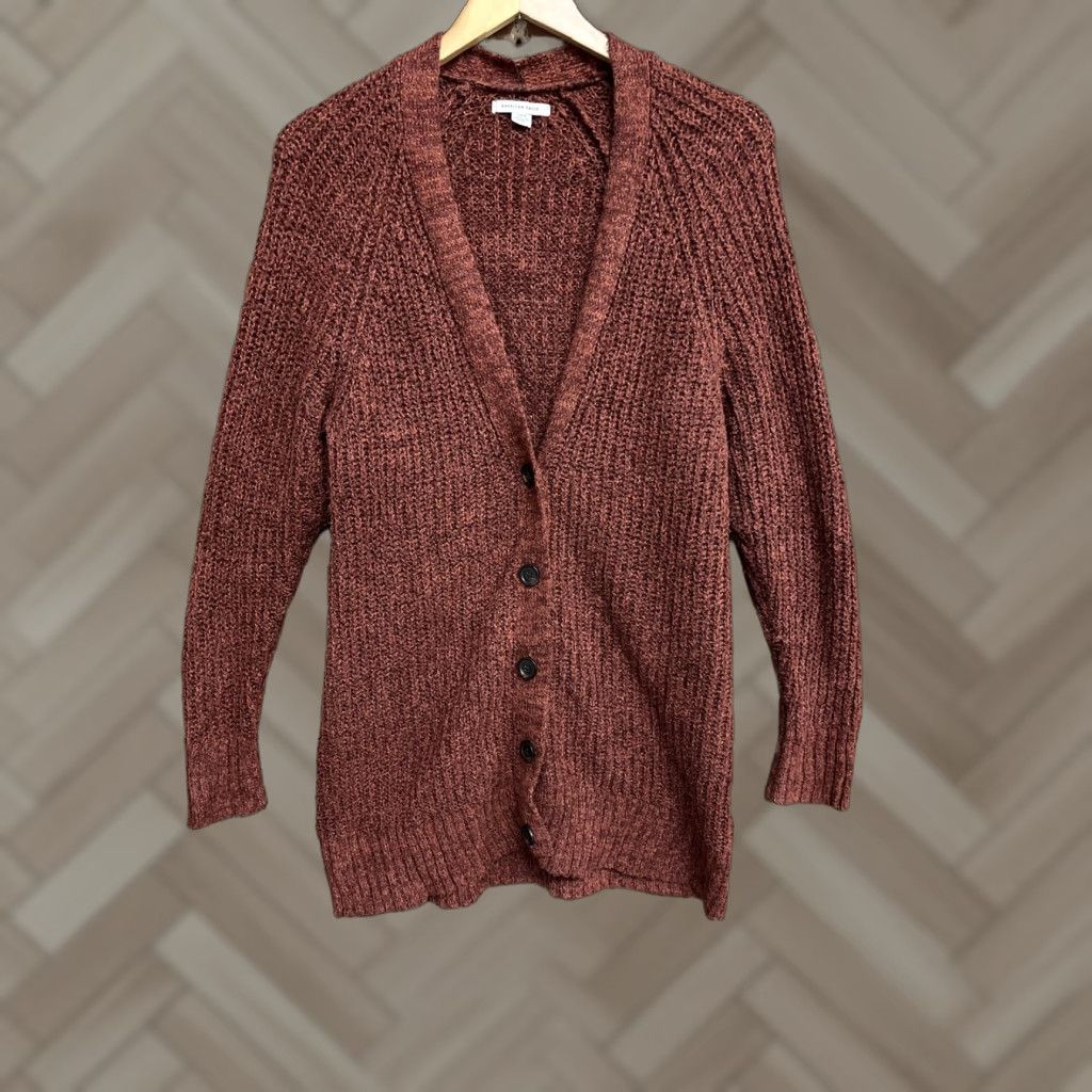 American Eagle Outfitters American Eagle Womens Cardigan Sweater Size S Red Knitted Cotton Long Sleeve Womens Size S / US 4 / IT 40 - 1 Thumbnail