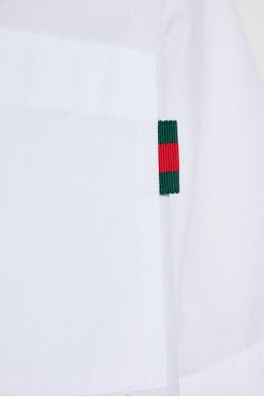 Gucci o1mt1gz0226 Regular Fit Cotton Shirt With Web In White Size US M / EU 48-50 / 2 - 5 Thumbnail