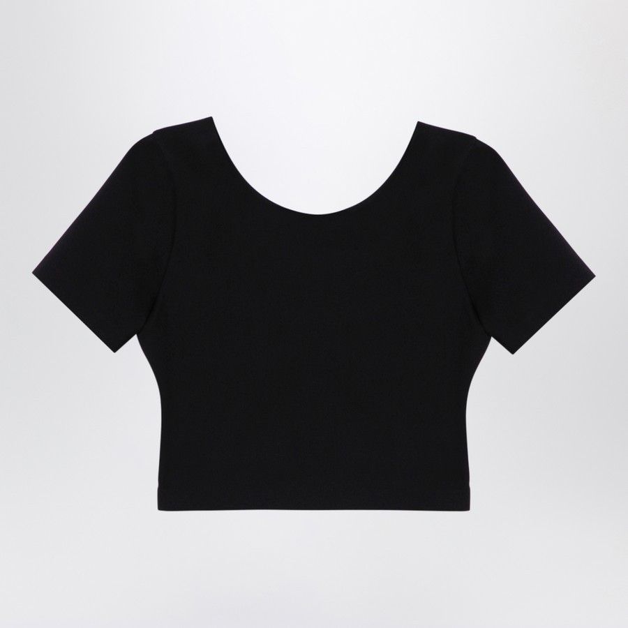 Alaia o1d2blof0724 Cropped T-Shirt With Logo in Black Size XS / US 0-2 / IT 36-38 - 2 Thumbnail