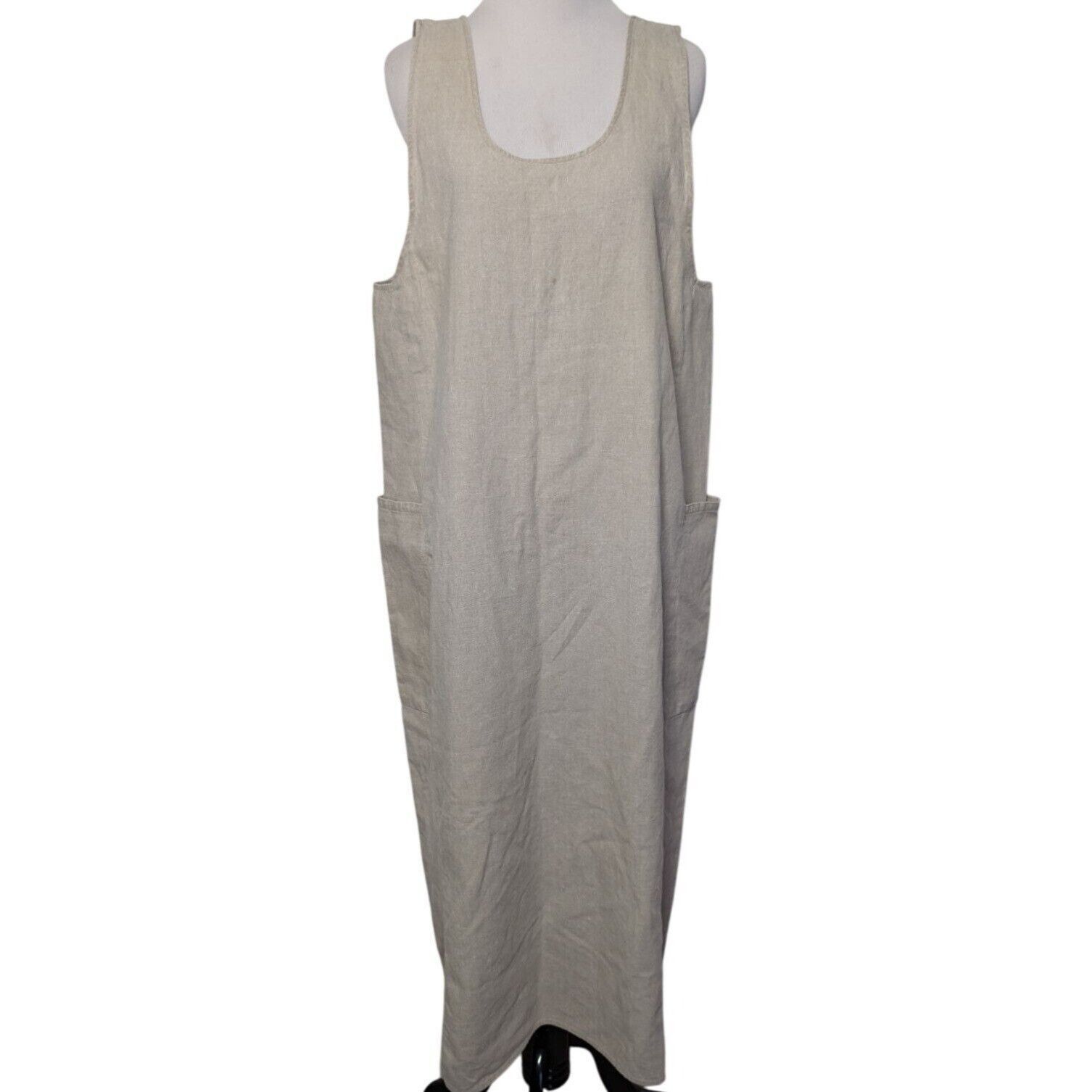 Designer J Peterman Linen Blend Midi Dress Womens Size Medium Beige Size M / US 6-8 / IT 42-44 - 1 Thumbnail