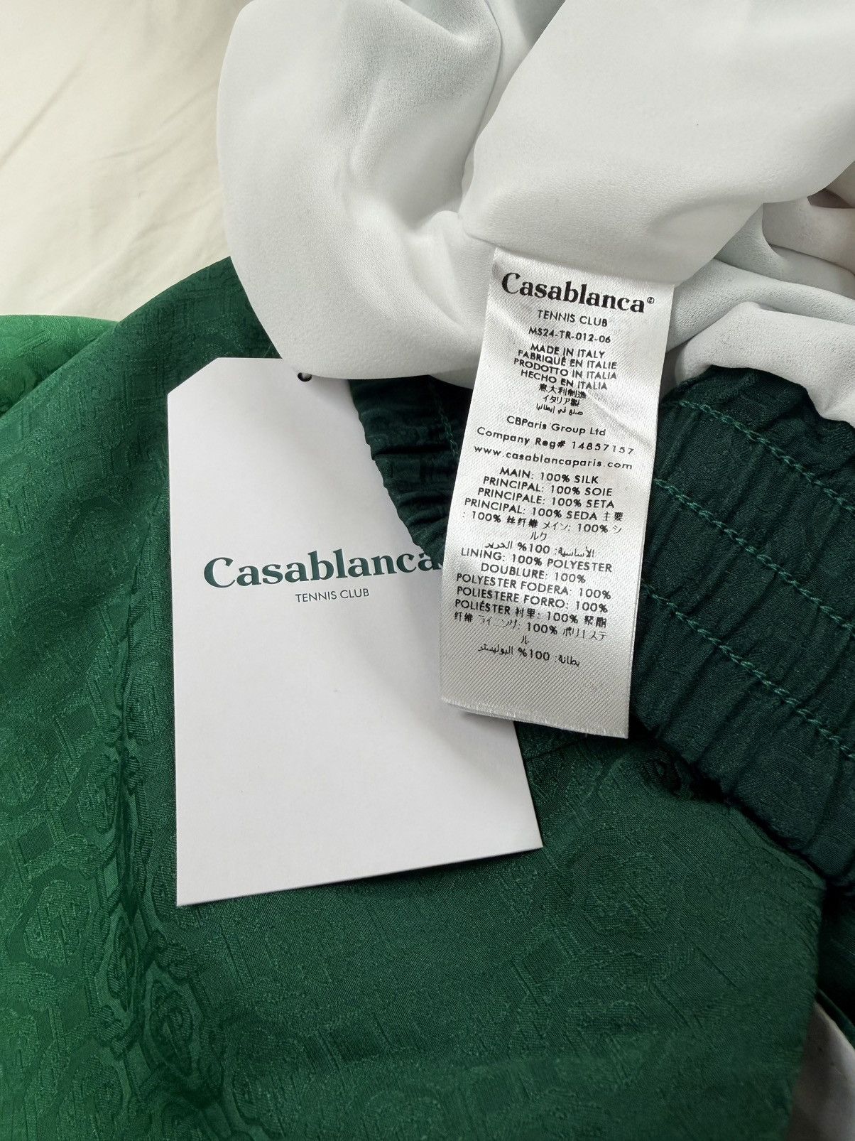 Casablanca Drawstring Silk Shorts Unity Is Power Green Size US 38 / EU 54 - 7 Thumbnail