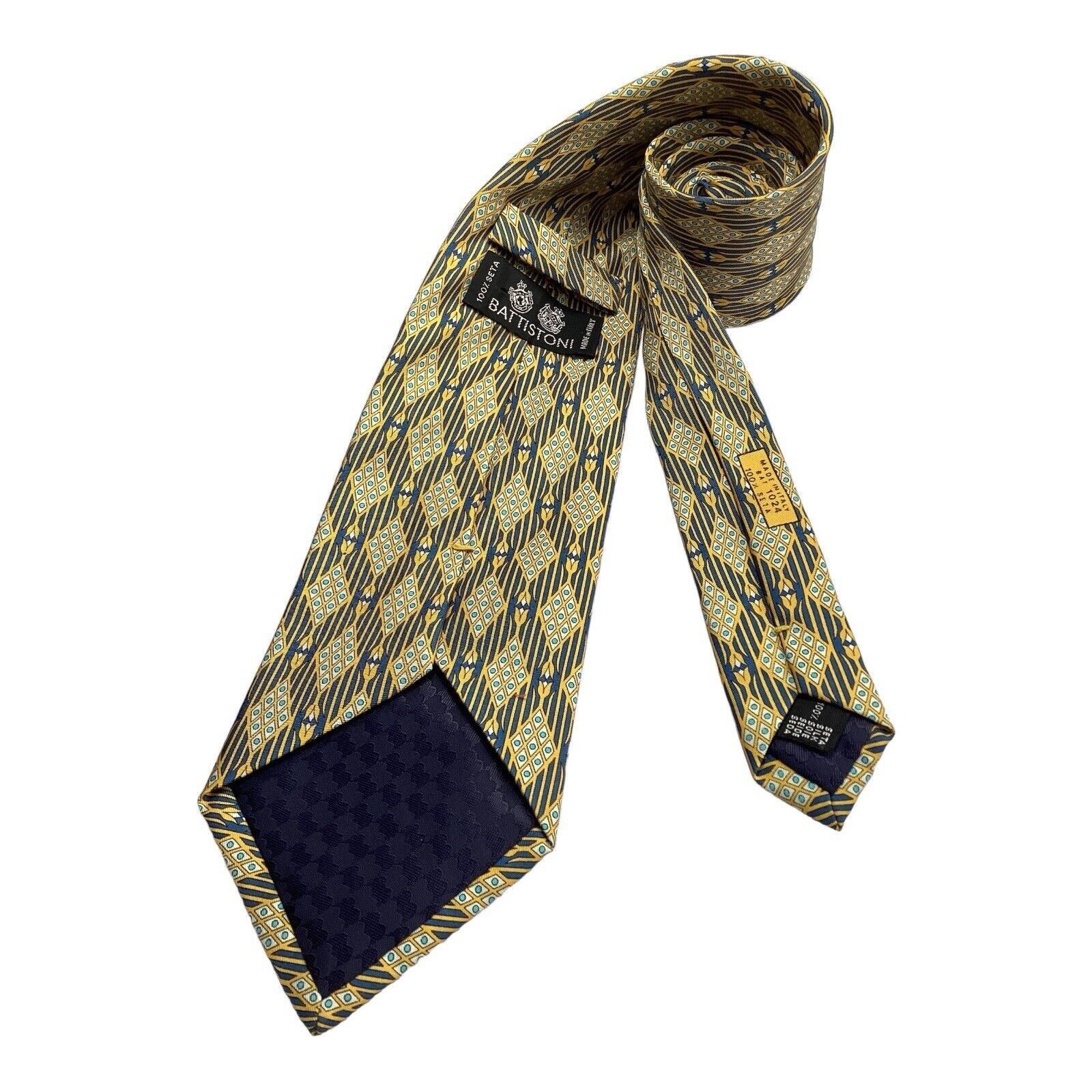 Battistoni BATTISTONI BAT 1024 Yellow Geometric Luxury Silk Tie Made Ja Size ONE SIZE - 2 Thumbnail