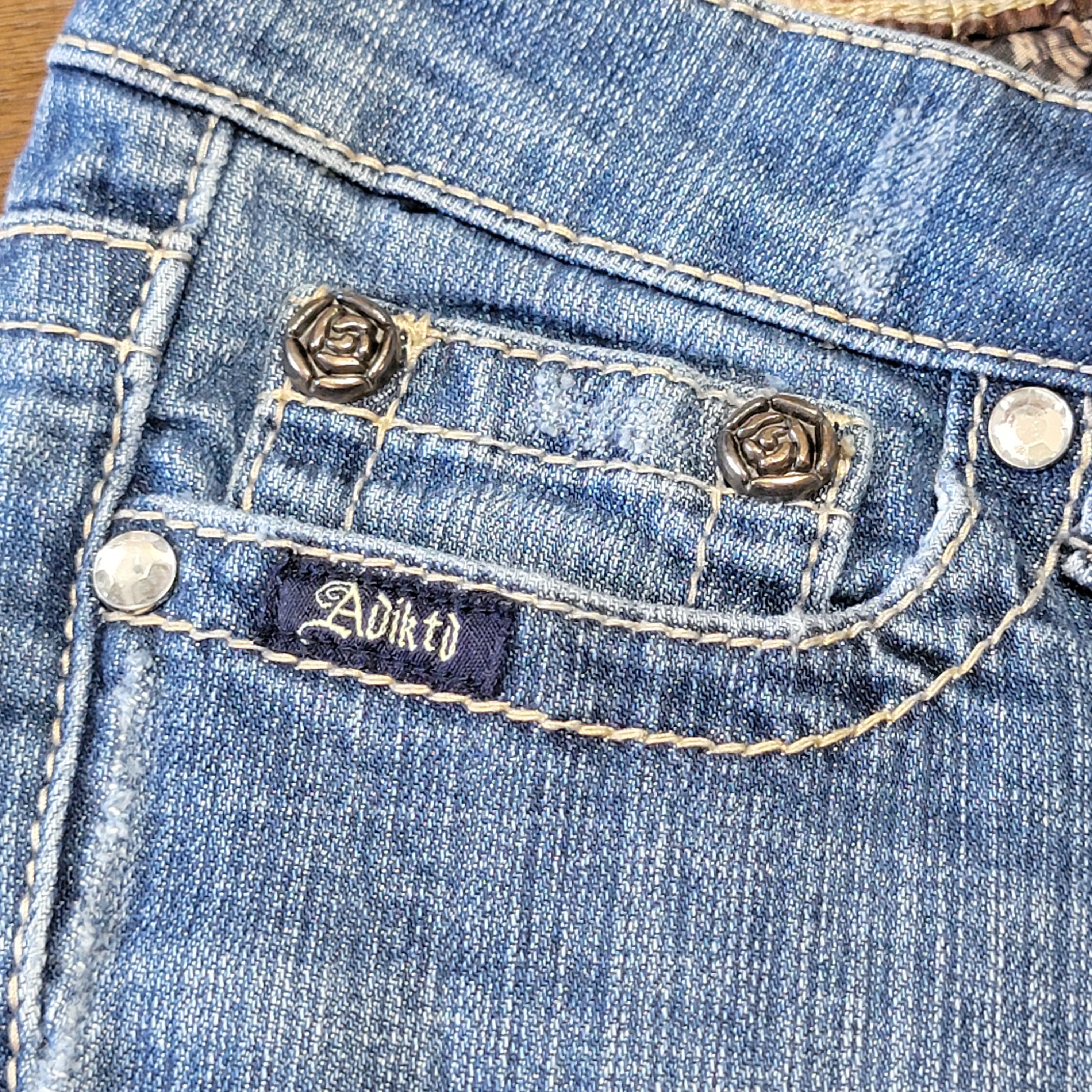 Other Adiktd Denim Jeans Rose & Bling Pockets - Size 2/W27 Size 28" / US 6 / IT 42 - 3 Thumbnail