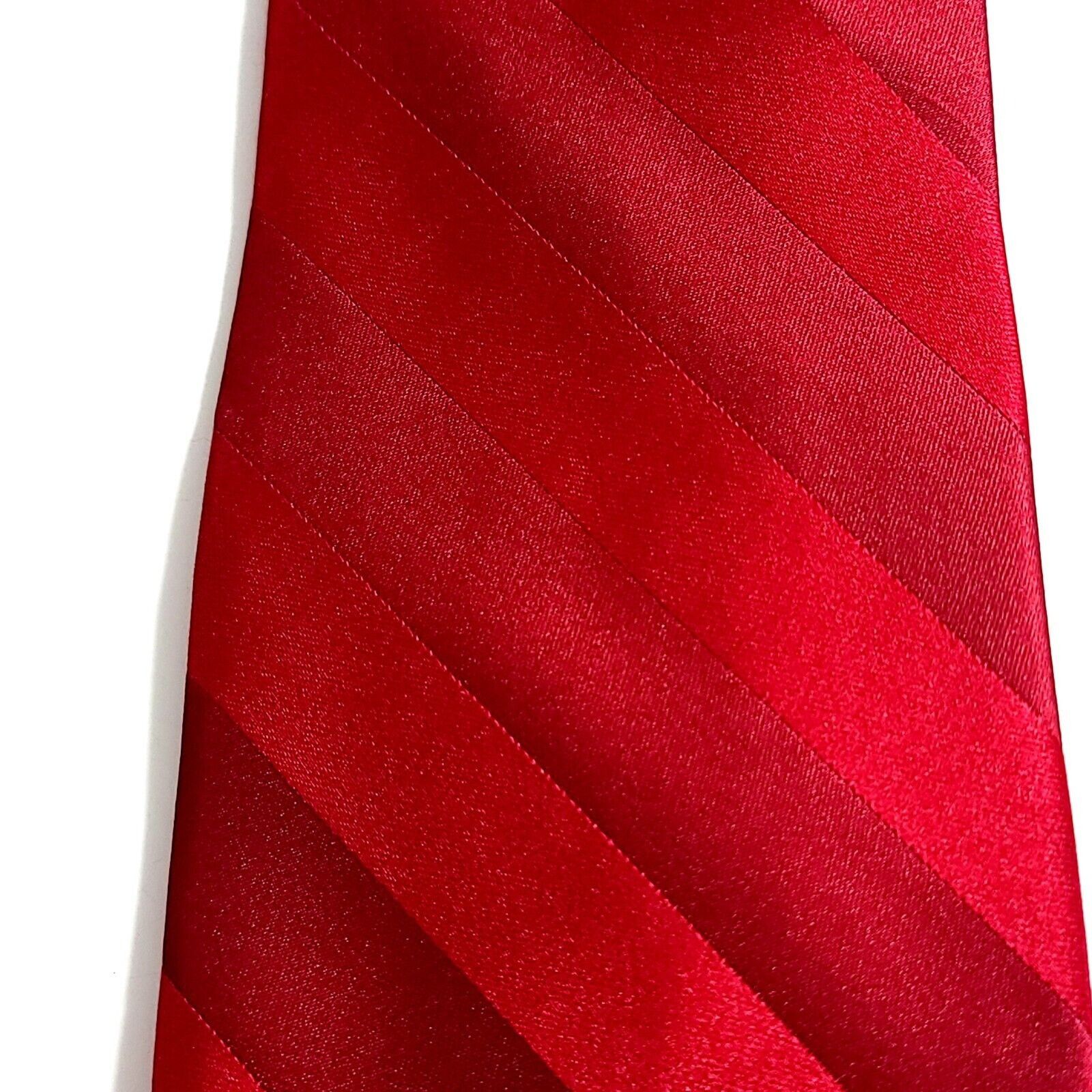 George George Red Striped Woven Silk Tie Size ONE SIZE - 2 Thumbnail