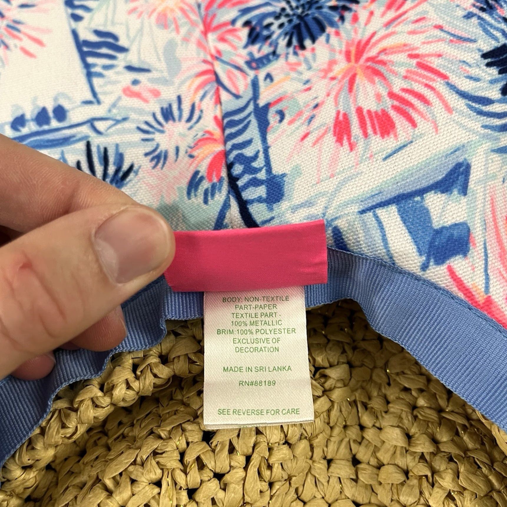 Lilly Pulitzer LILLY PULITZER Hat Straw Floppy Wide Sea to Shining Sea Floral Sun Beach Preppy Hat Size ONE SIZE - 5 Thumbnail