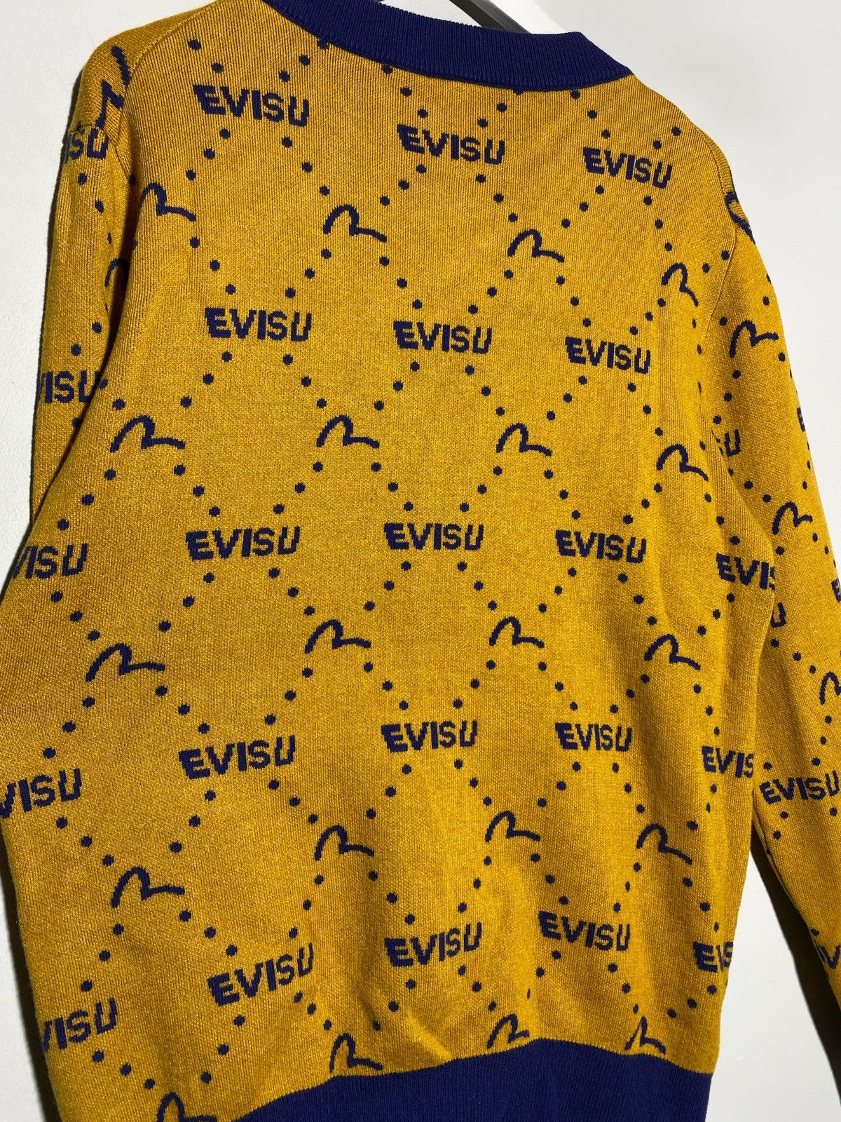 Evisu Evisu V-Neck Cardigan Monogram Pattern Rare Find Size US M / EU 48-50 / 2 - 4 Thumbnail