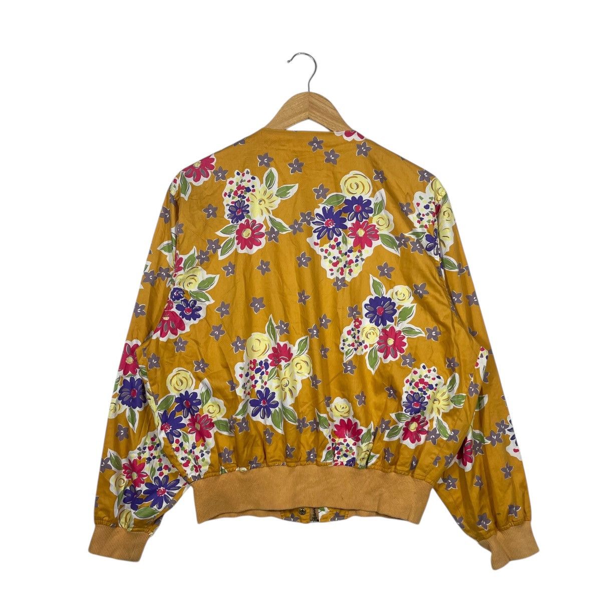 Vintage Huitieme Sports Studio Floral Bomber Jacket Mustard Size L / US 10 / IT 46 - 4 Thumbnail