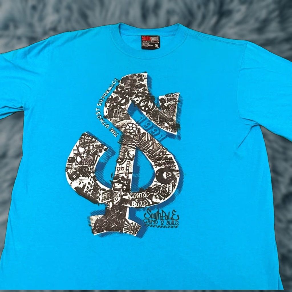 Southpole VINTAGE Southpole T-Shirt Mens XL Blue Graffiti Logo Hip Hop 90s Grunge Y2K Punk Skater Size US XL / EU 56 / 4 - 1 Thumbnail