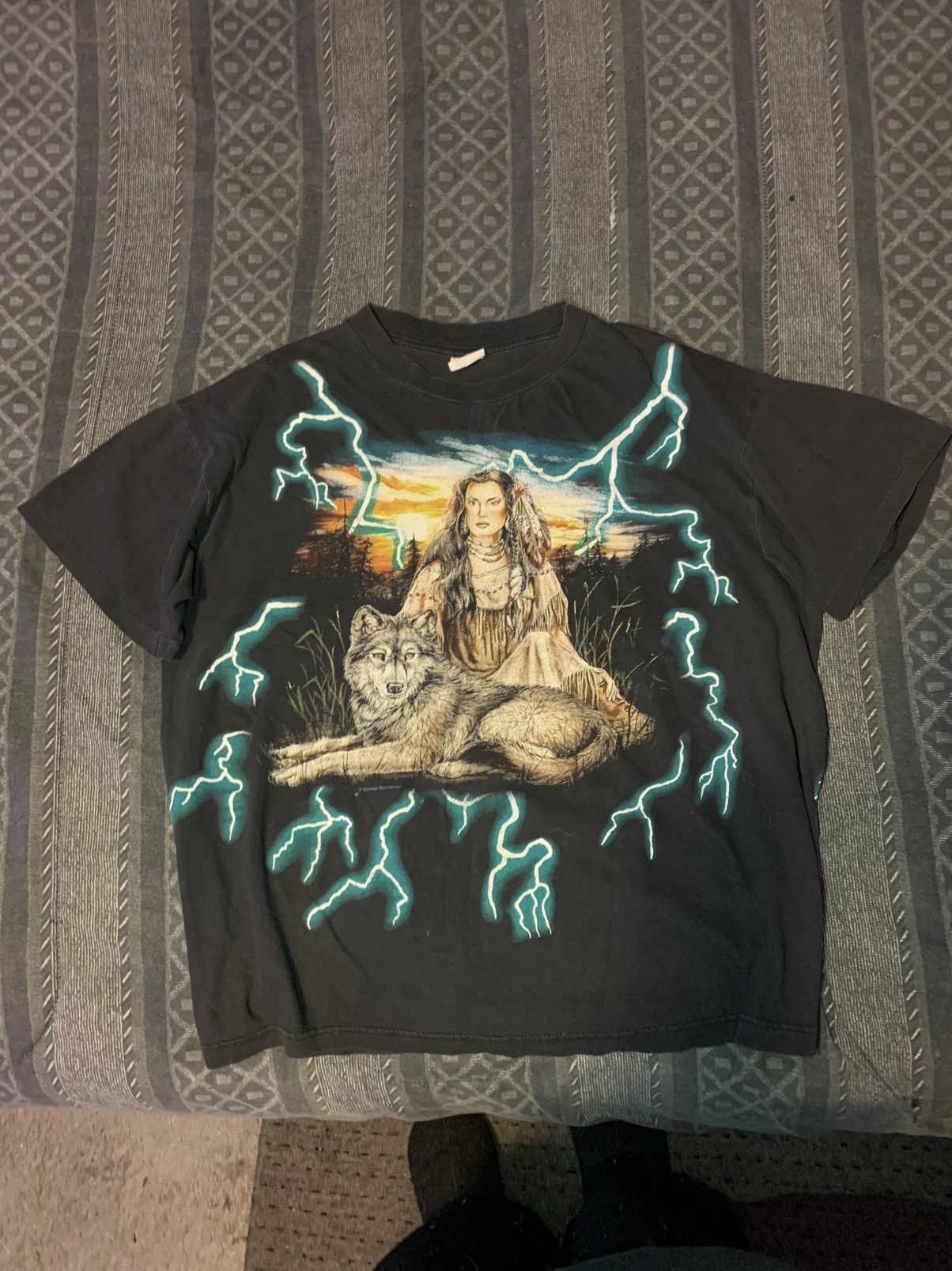 Vintage 90’s American Thunder Lightning Native American indian Shirt Size US XL / EU 56 / 4 - 2 Thumbnail