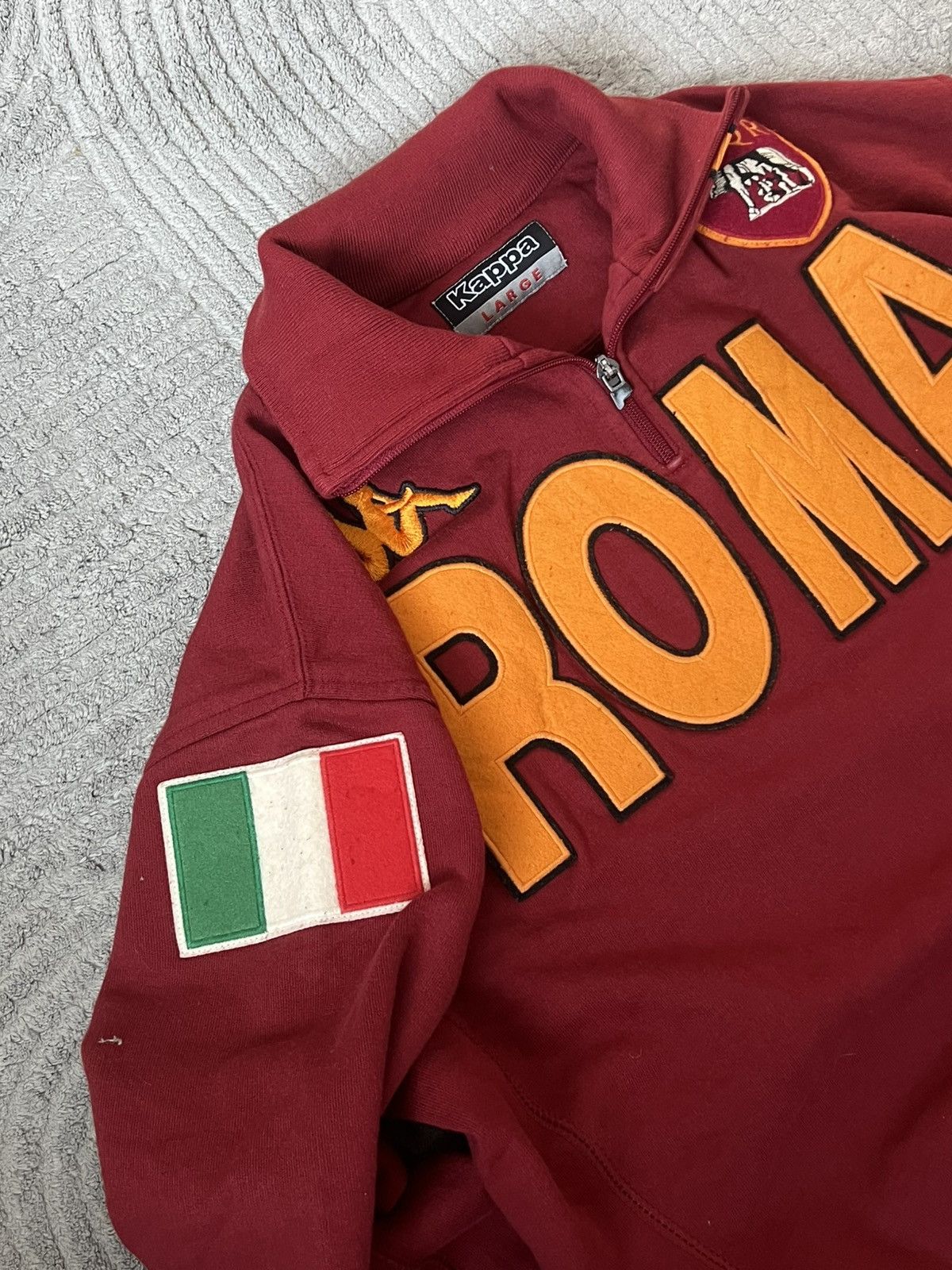 Kappa Vintage Kappa AS Roma Quarter-Zip Sweatshirt 00-x SPQR Size US L / EU 52-54 / 3 - 3 Thumbnail