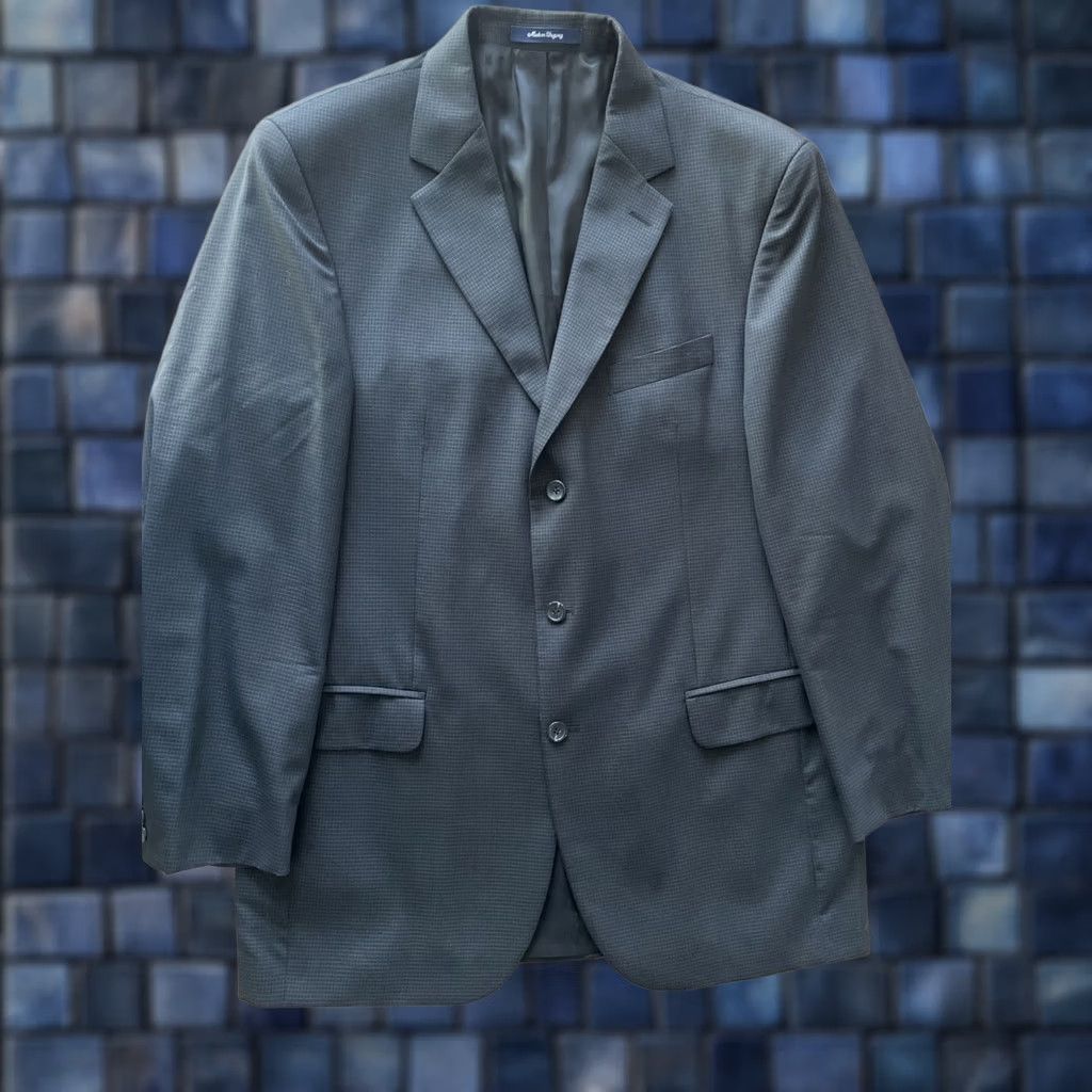 Vintage Paul Fredrick Black/Gray Grid Check Sport Coat Jacket Mens 42L Blazer 100% Wool Size 42R - 1 Thumbnail