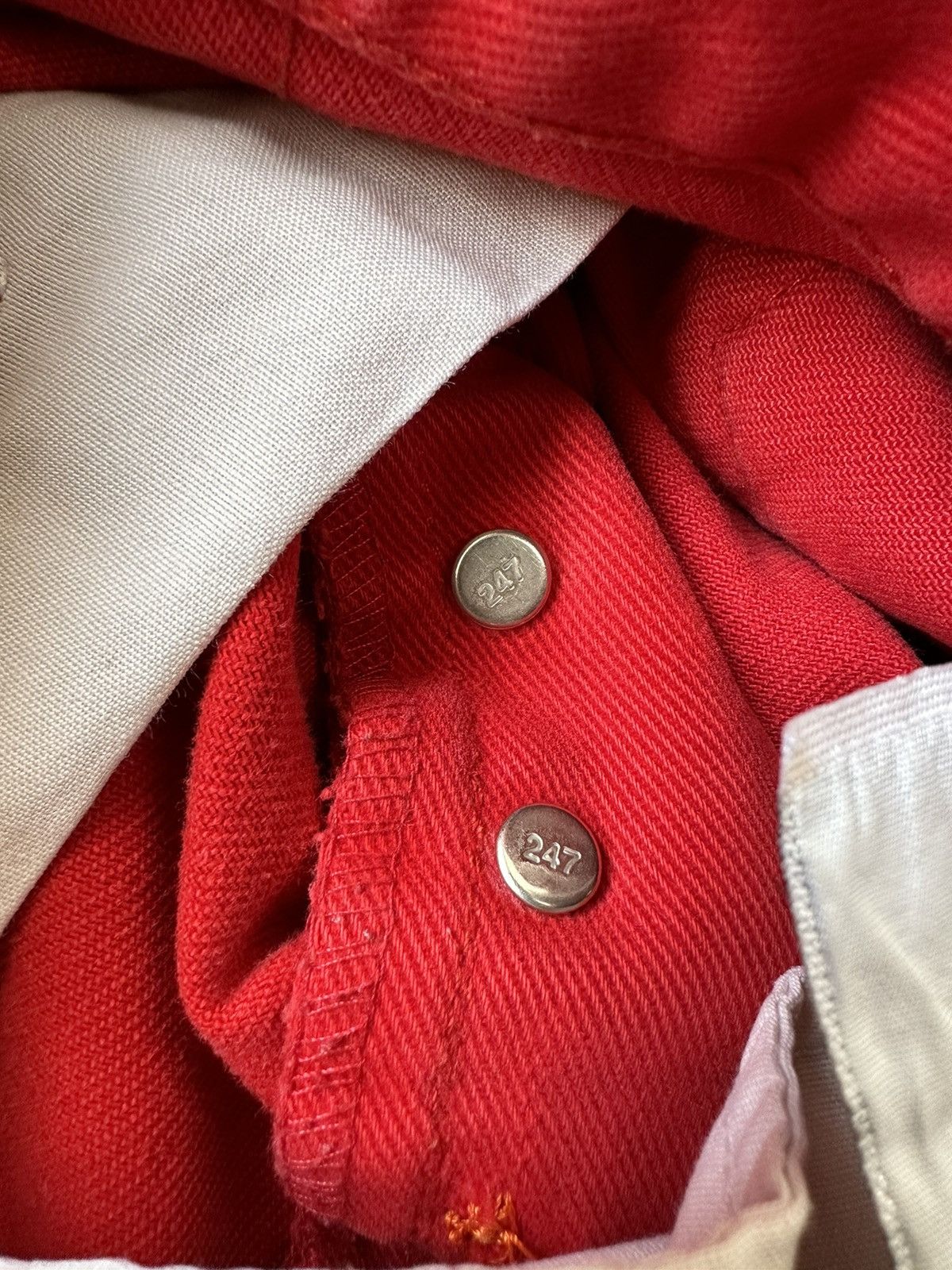 Levi's made in USA 🇺🇸 LEVIS 501 Vintage Red Denim Pants Size US 29 - 14 Thumbnail