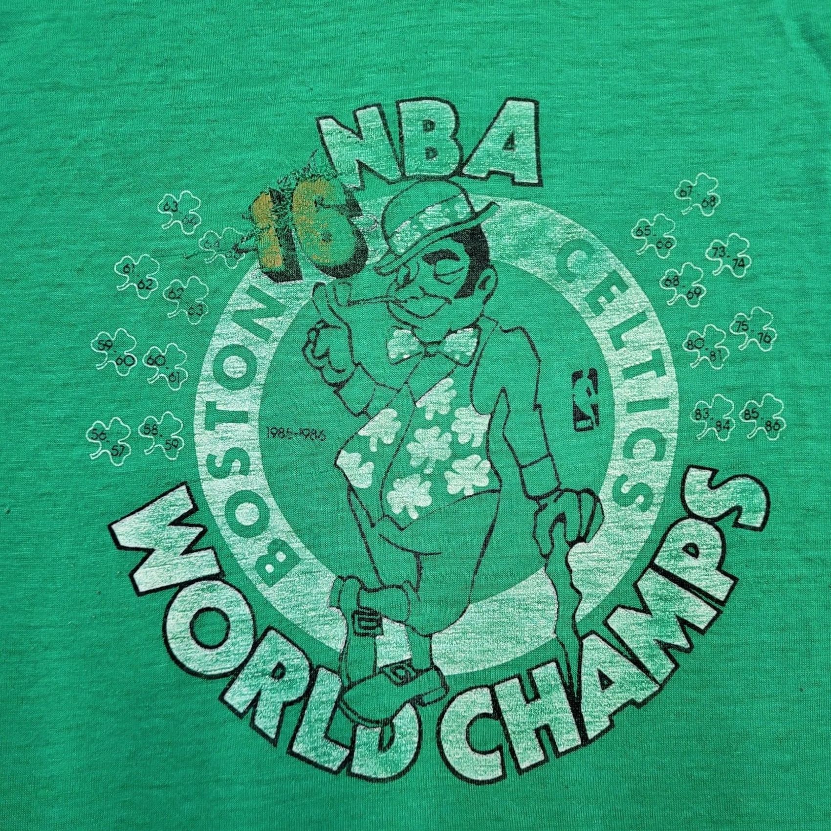 Vintage VTG 80s 1986 Boston Celtics Shirt - Vintage Green Paper Thin Single Stitch Larry Bird Era XL Size US XL / EU 56 / 4 - 2 Thumbnail