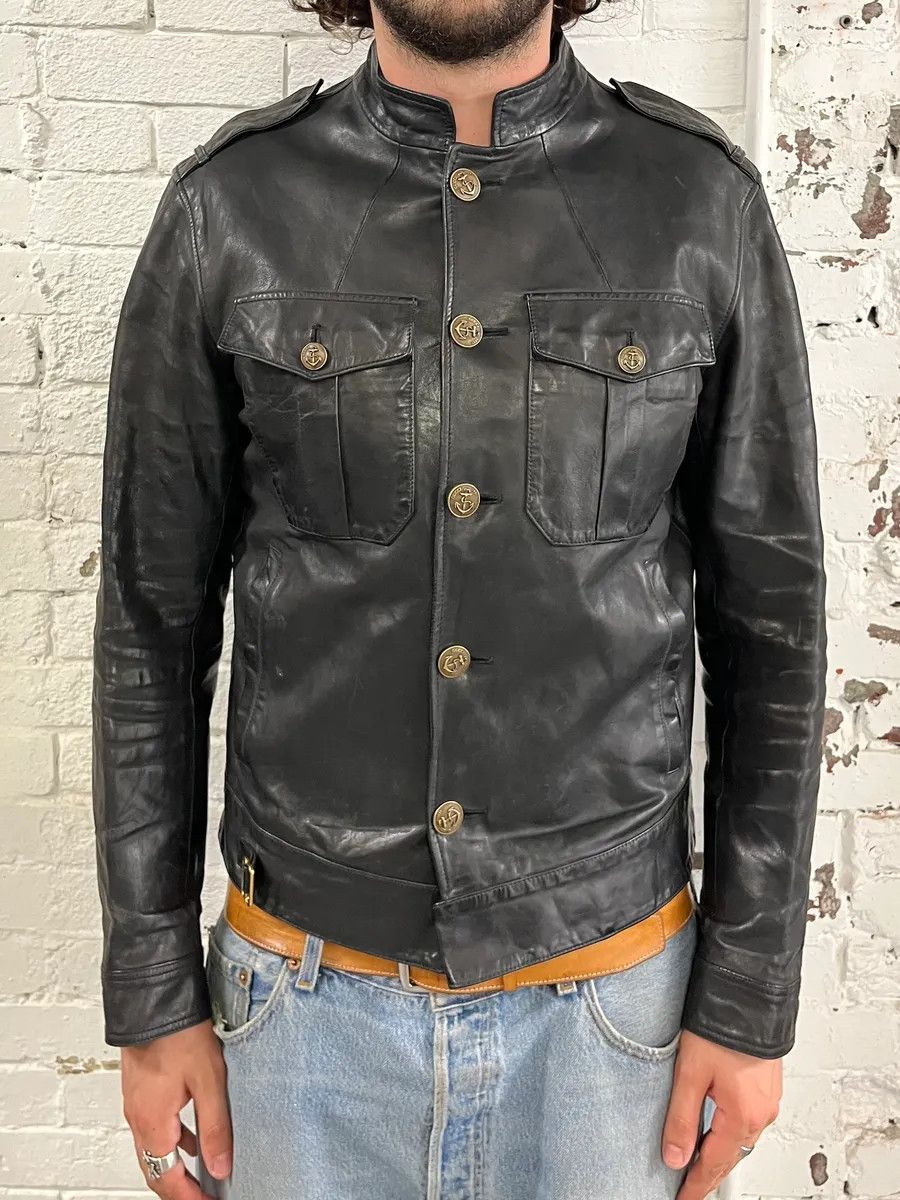 Gucci 2010s Gucci Black Buttoned Officer Leather Jacket by Frida Giannini Size US M / EU 48-50 / 2 - 2 Thumbnail