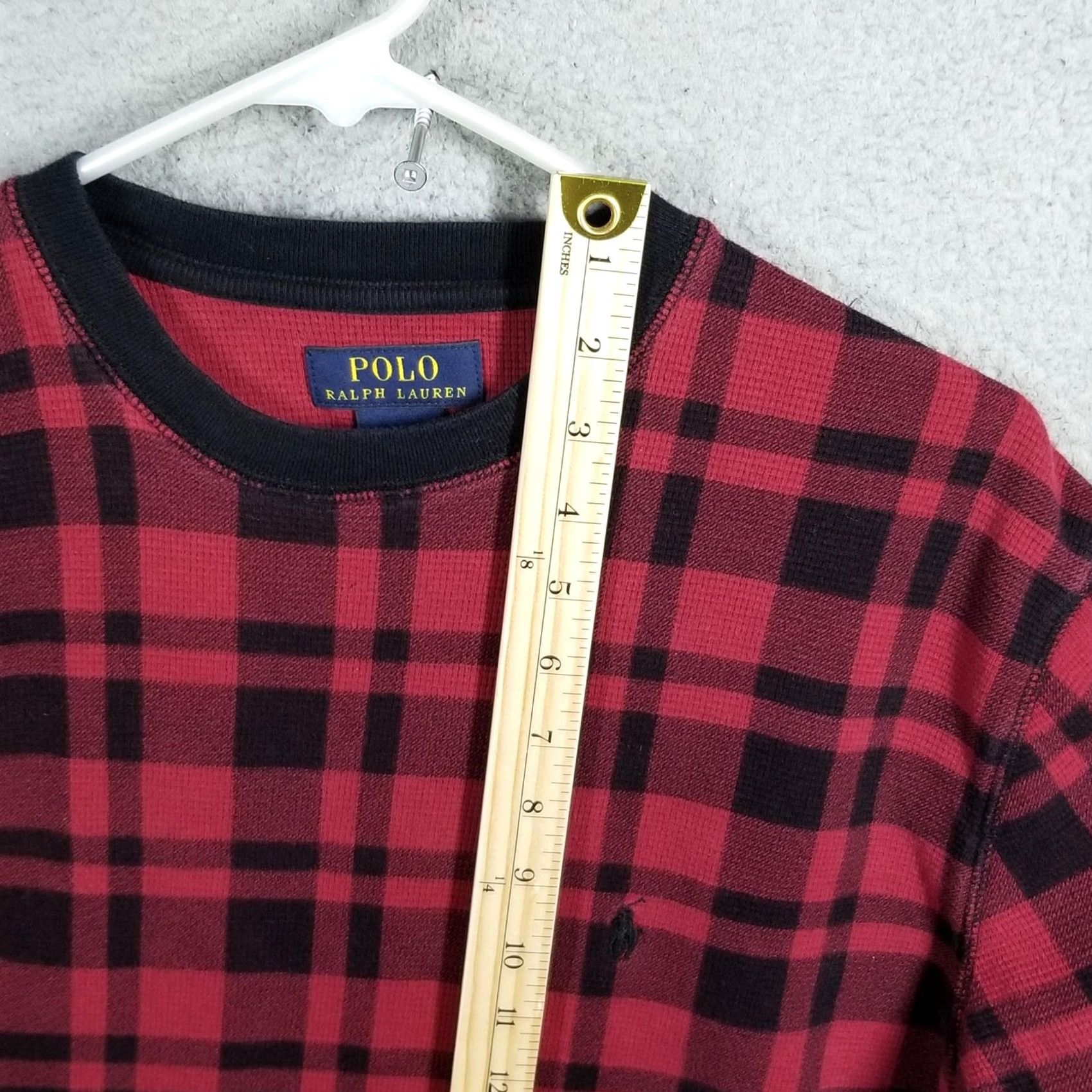 Polo Ralph Lauren Polo Ralph Lauren Sweater Mens Large Red Plaid Thermal Crewneck Knit Pullover Size US L / EU 52-54 / 3 - 5 Thumbnail