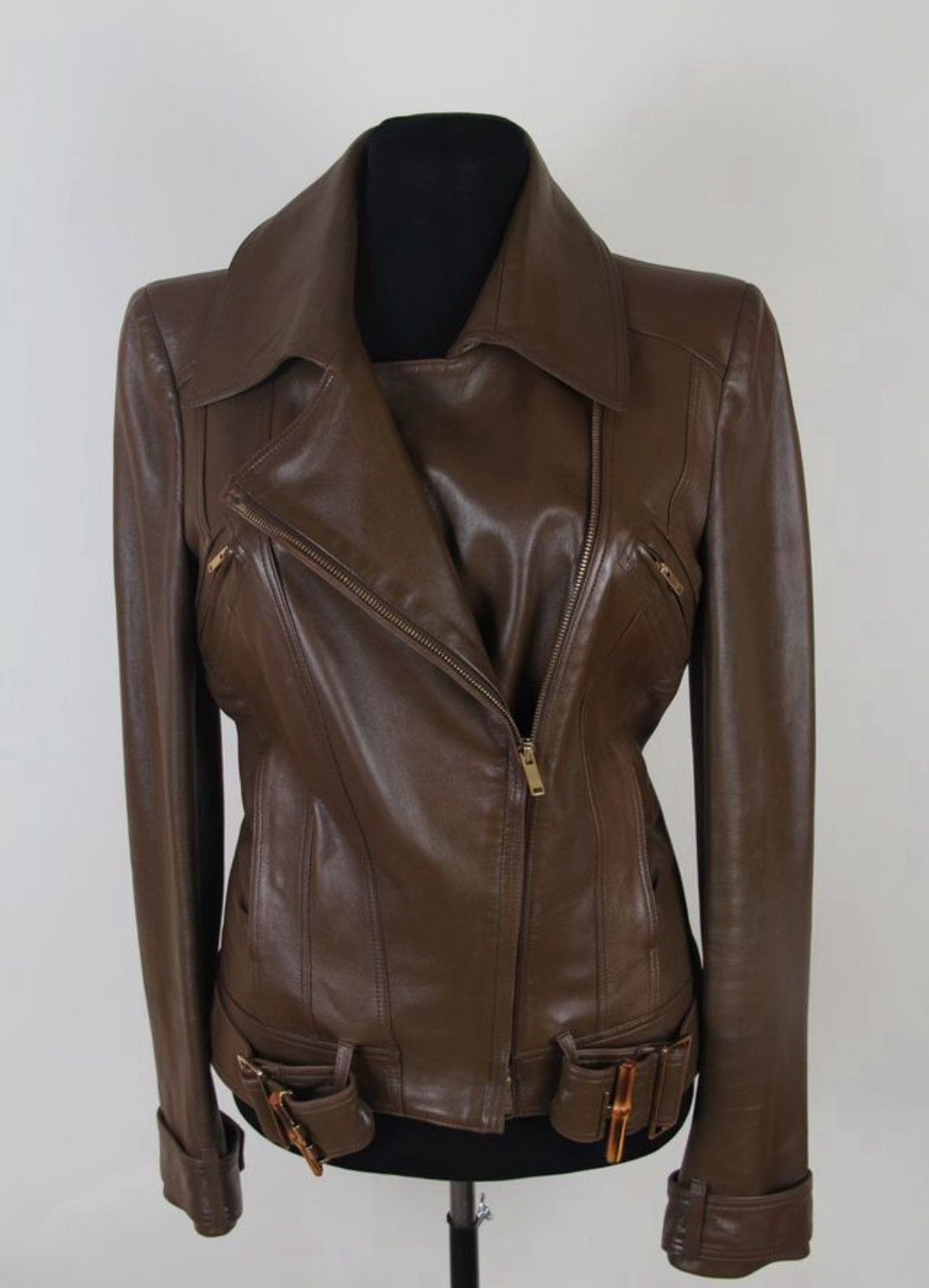 Gucci Gucci 2000s Assymetric Zip-Up Belt Waist Leather Jacket Size M / US 6-8 / IT 42-44 - 3 Thumbnail