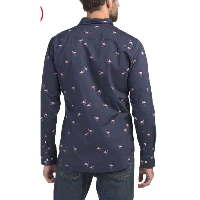 Bonobos Bonobos Mens Navy Blue Flamingo Print Slim Fit Stretch Butto Size US L / EU 52-54 / 3 - 3 Thumbnail