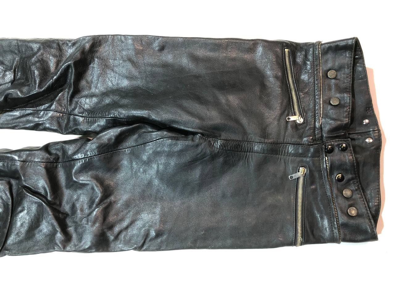 Vintage Vintage Rare Biker Motorcycle Leather Pants Size US 30 / EU 46 - 3 Thumbnail