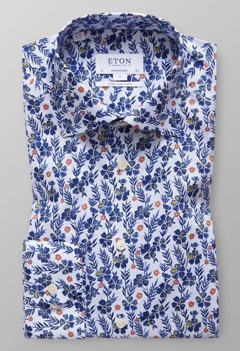 Eton Eton Floral Printed Button Up Long Sleeve Slim Shirt Size US L / EU 52-54 / 3 - 1 Thumbnail