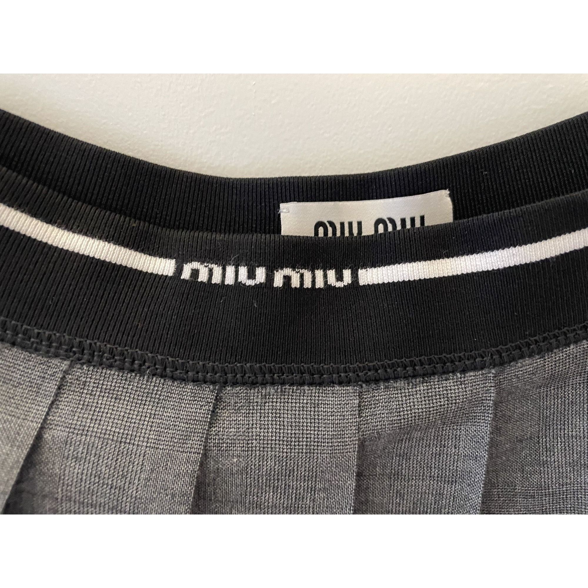 Miu Miu Miu Miu Womens Gray Pleated Mini Skirt With Elastic Waistban Size 38" / US 16 / IT 52 - 6 Thumbnail