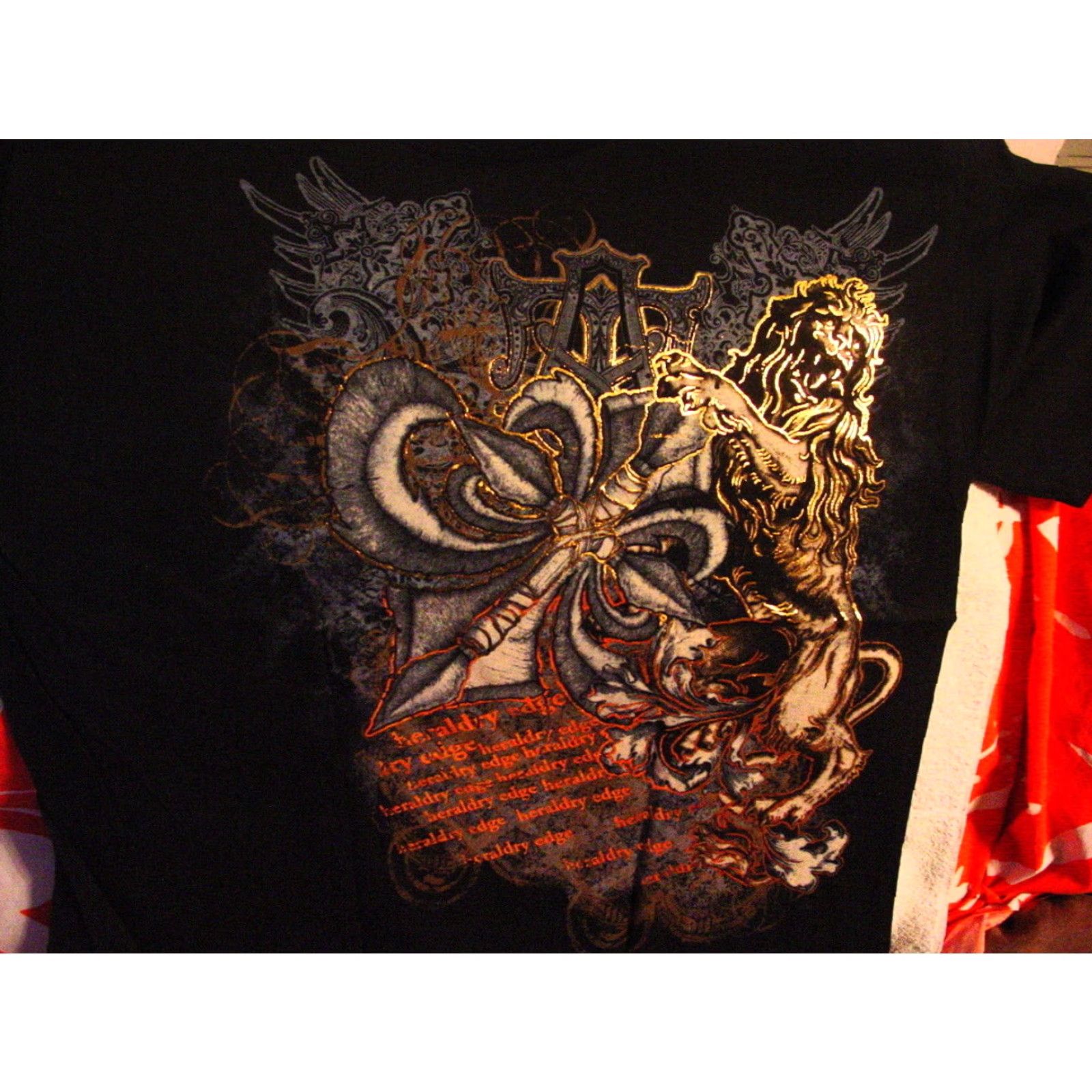 Vintage Vintage Lions Fighting Heraldry Edge T-Shirt Men Medium Black Graphic Tee Size US M / EU 48-50 / 2 - 2 Thumbnail