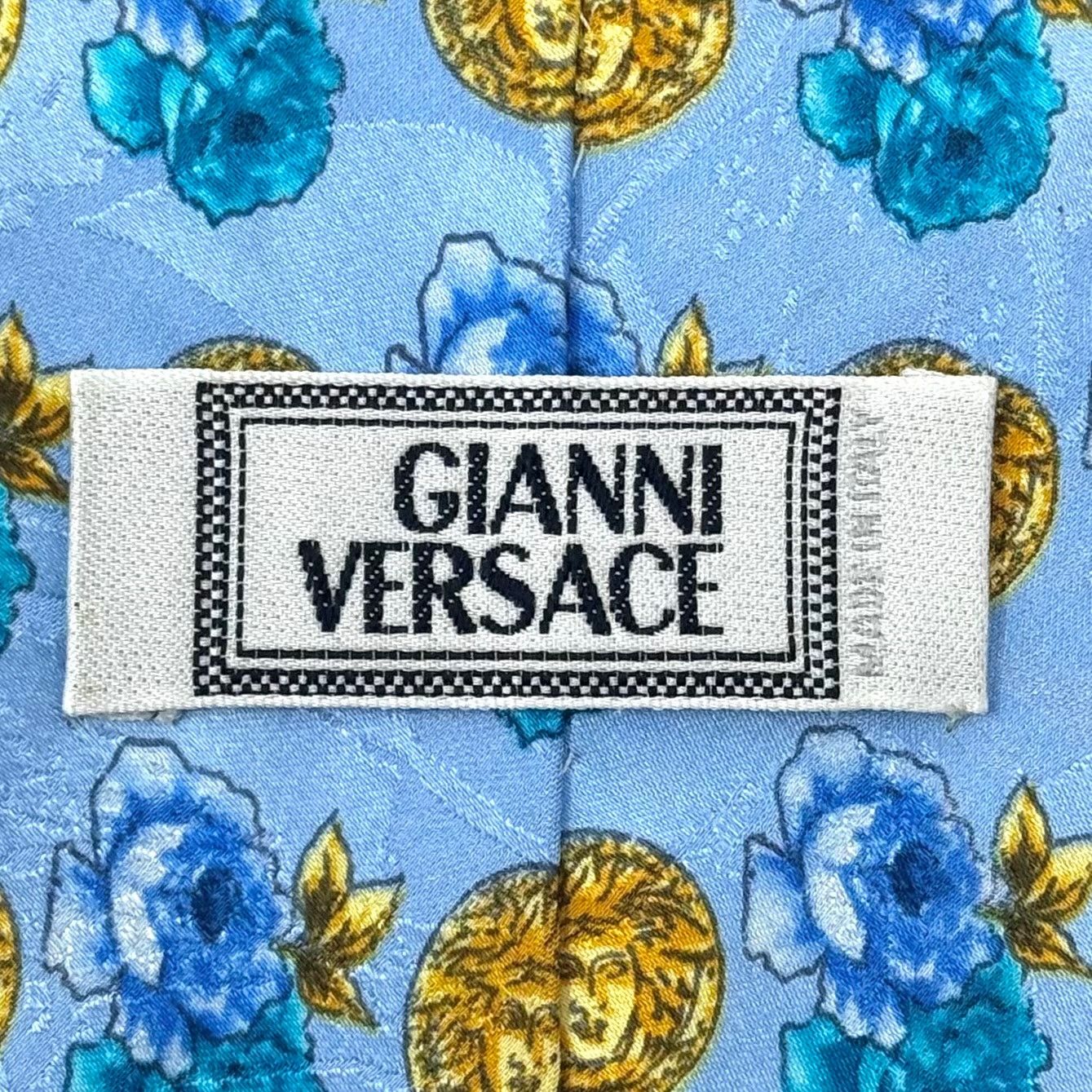 Versace Versace Sky Blue Medusa Tie Size ONE SIZE - 2 Thumbnail