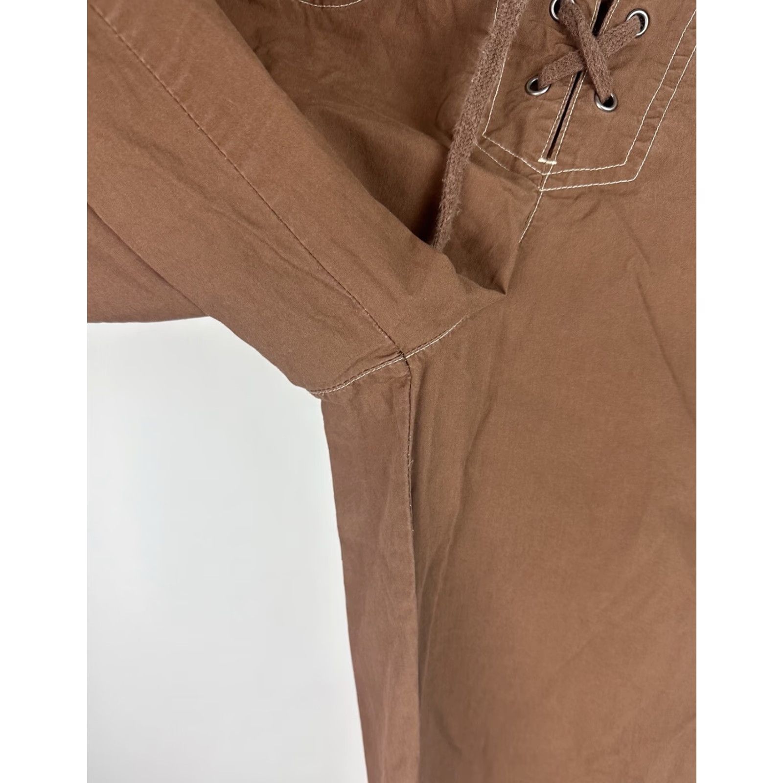 Faded Glory VINTAGE Capri Pants 90s Y2K Brown Cropped Lace Up Corset Lightweight Cotton 23In Inseam M Size M / US 6-8 / IT 42-44 - 4 Thumbnail