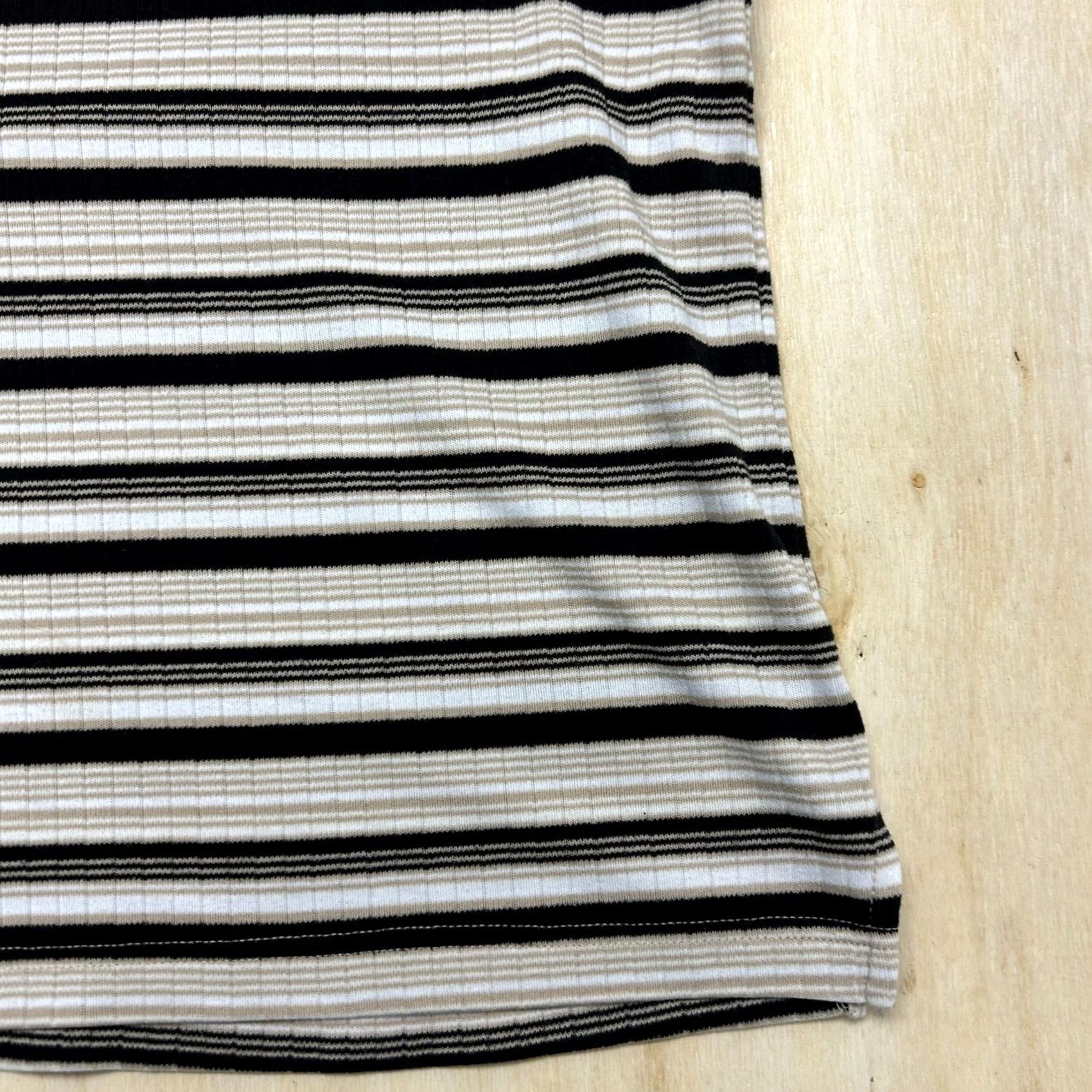 Croft & Barrow Croft & Barrow Shirt Womens XL Black Stripe Henley Short Sleeve Ribbed Knit Top Size XL / US 12-14 / IT 48-50 - 2 Thumbnail