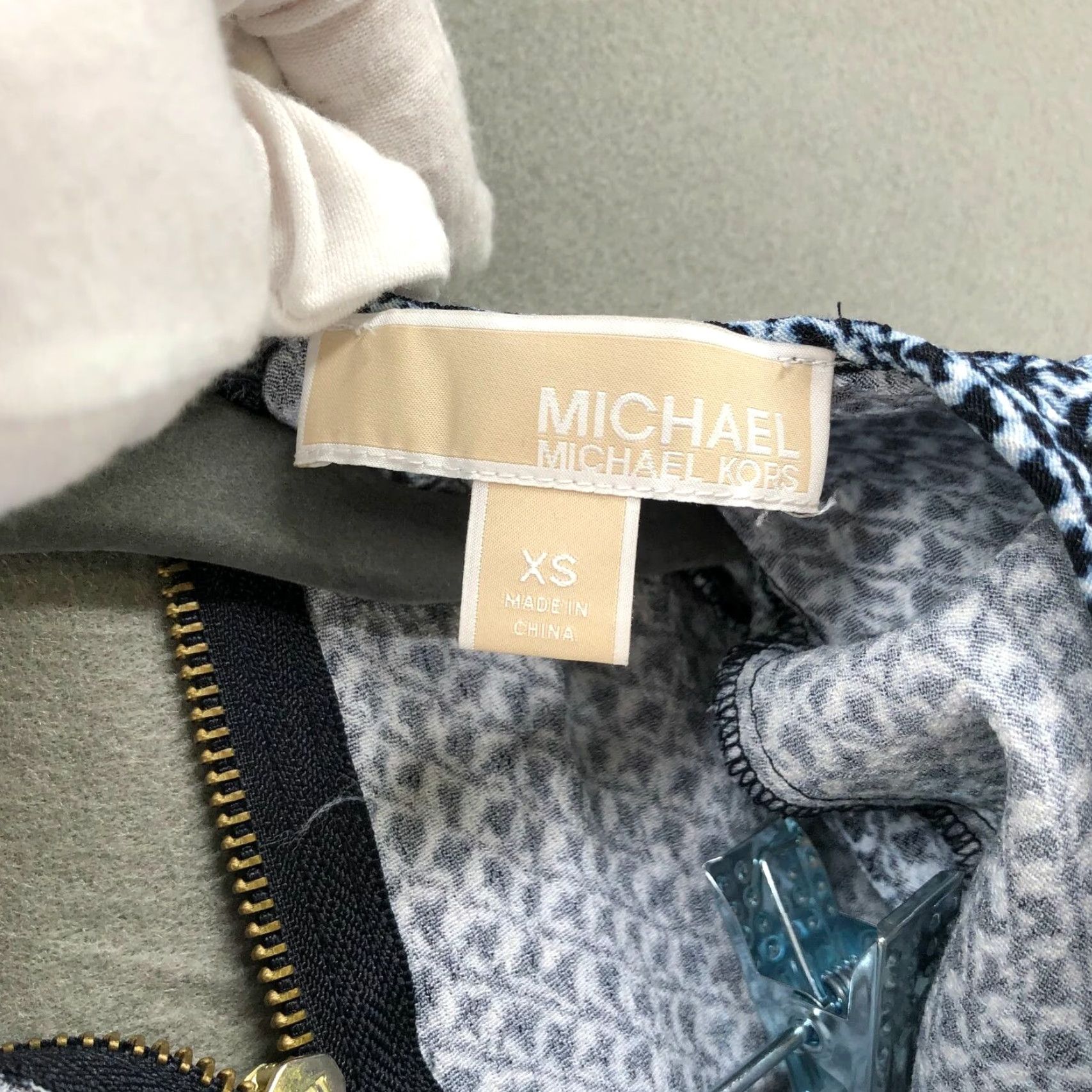 Michael Kors Michael Kors Blue Printed Crewneck Shift Dress Womens XS Knee Length Lightweight Size 26" / US 2 / IT 38 - 7 Thumbnail