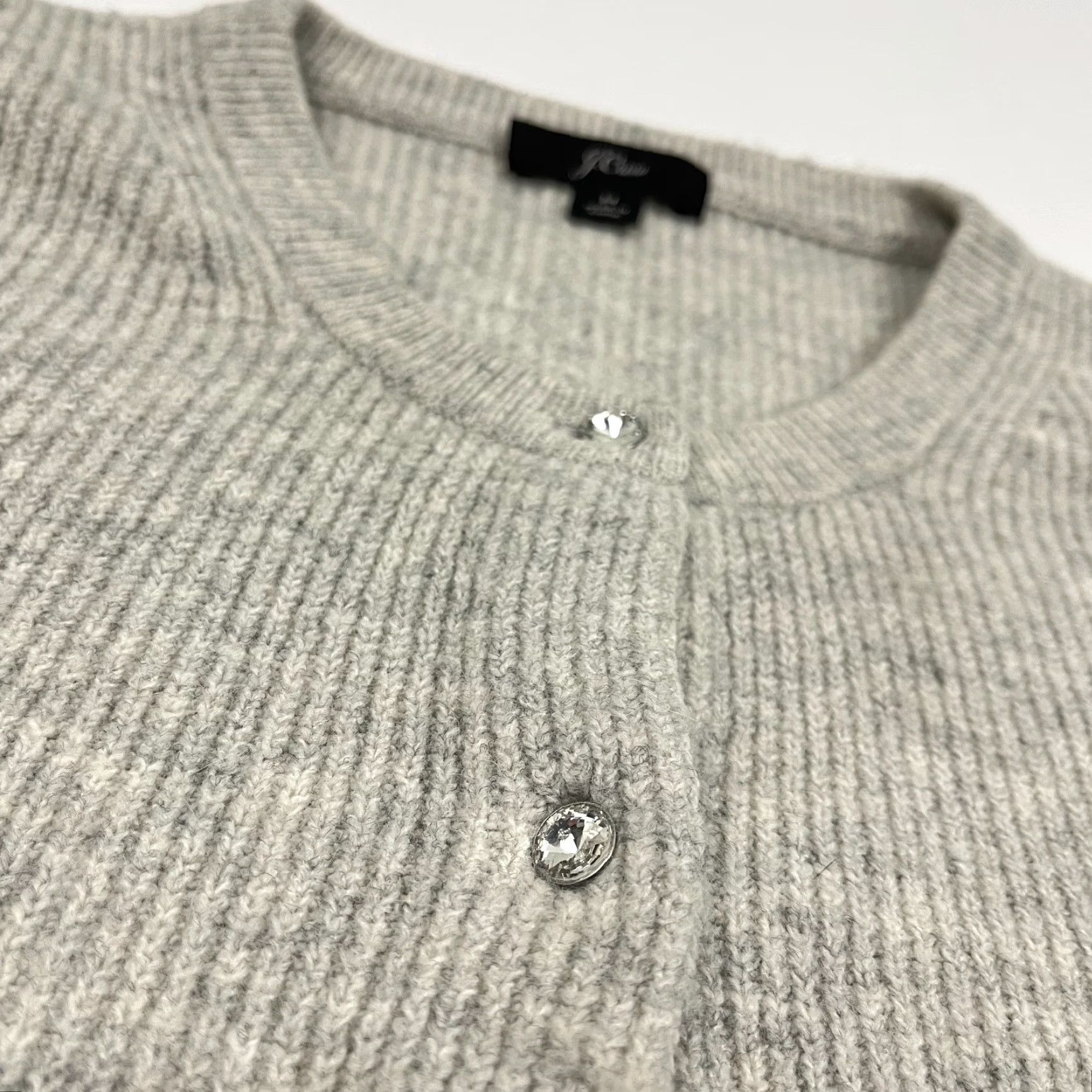 J.Crew J Crew Cardigan Womens Medium Gray Merino Wool Alpaca Ribbed Jeweled Button Prep Size M / US 6-8 / IT 42-44 - 2 Thumbnail