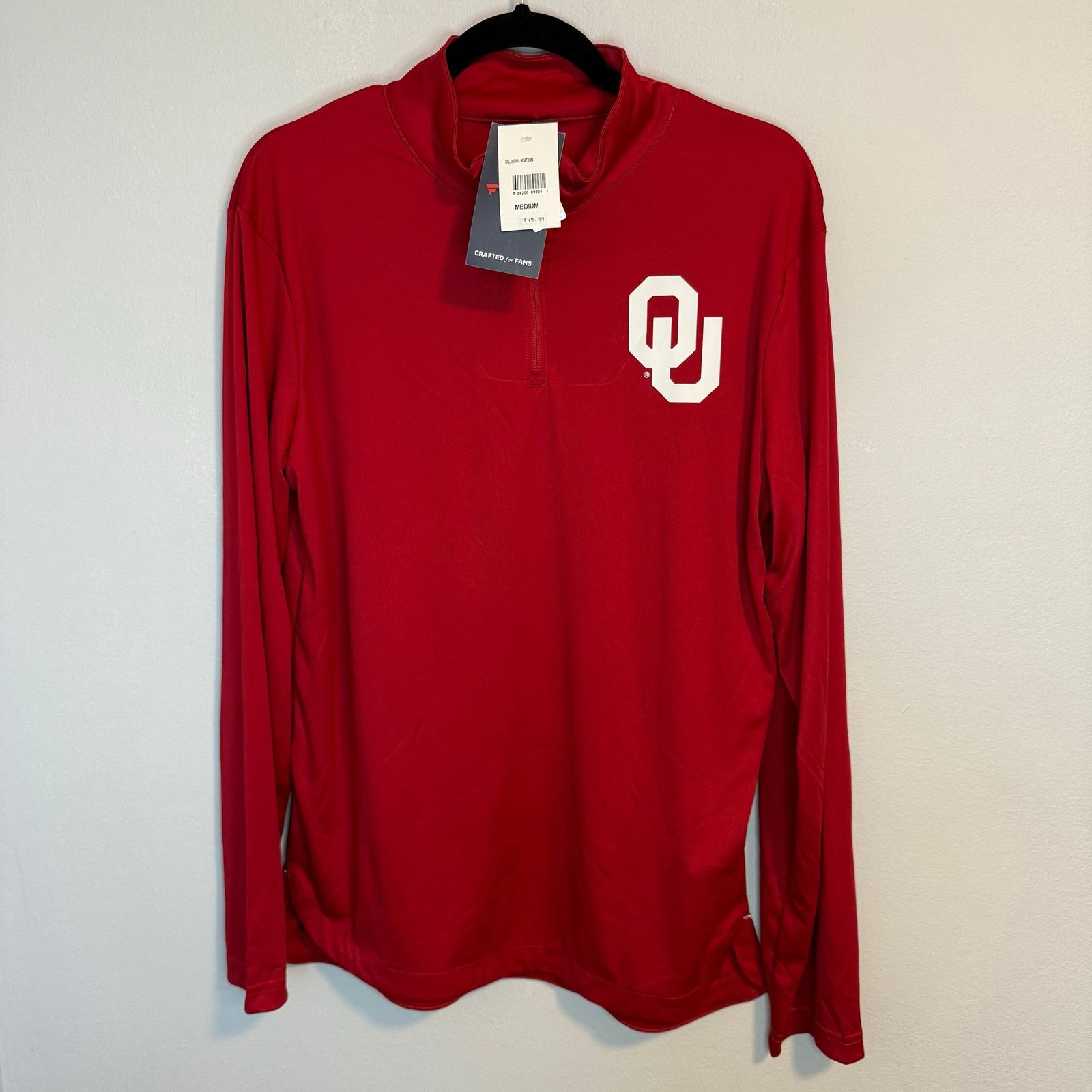 NCAA Oklahoma University Sooners Fanatics Quarter Zip Size M NWT Size US M / EU 48-50 / 2 - 1 Thumbnail